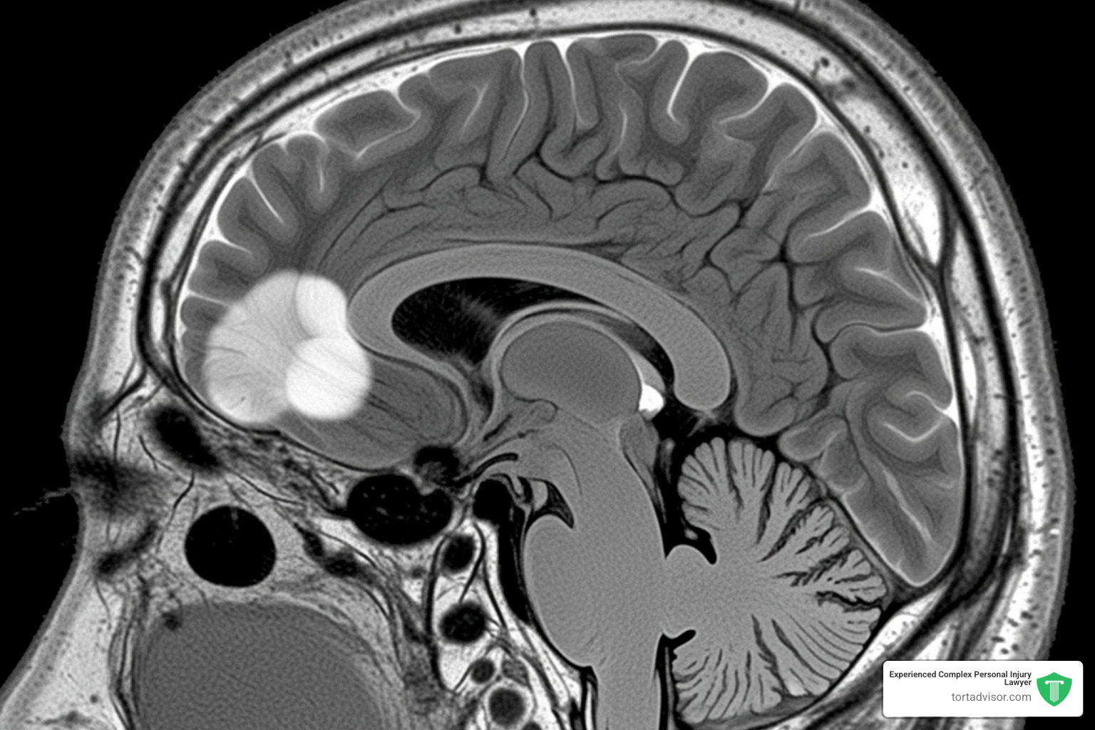 Brain scan showing a meningioma tumor - depo provera injury claim