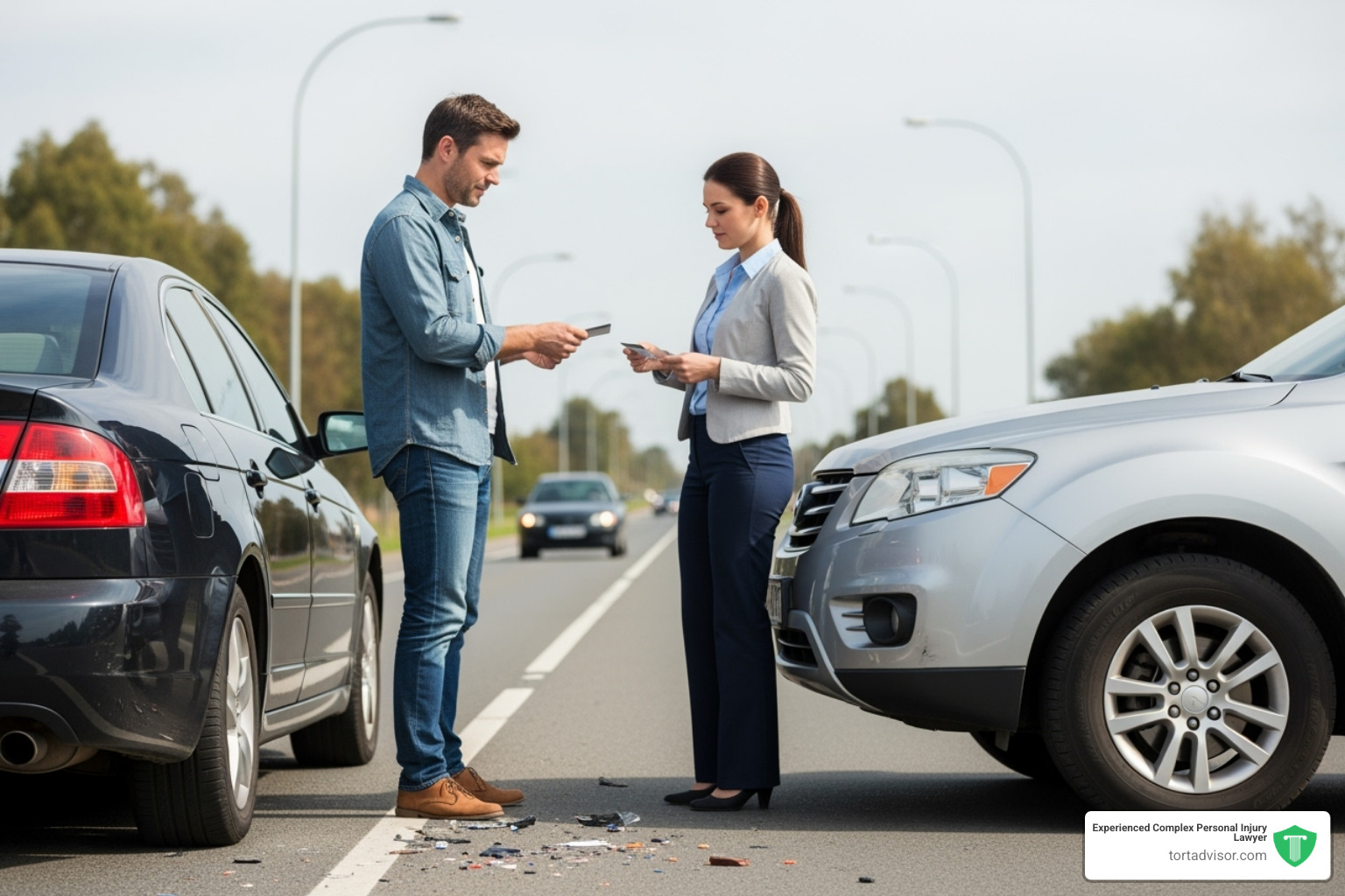 driver exchanging insurance information - how does a car accident lawsuit work michigan