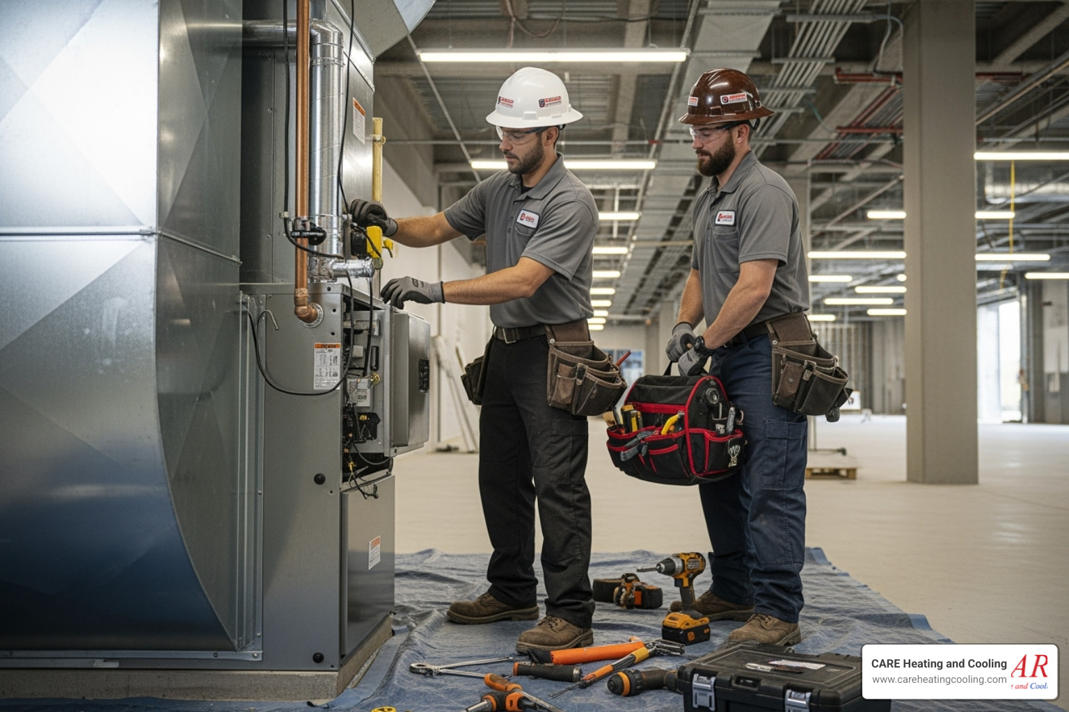 certified technicians working on a commercial installation - commercial furnace installation westerville certified technicians working on a commercial installation - commercial furnace installation westerville