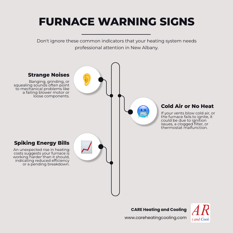 infographic explaining signs your furnace needs repair - furnace repair new albany infographic infographic-line-3-steps-elegant_beige