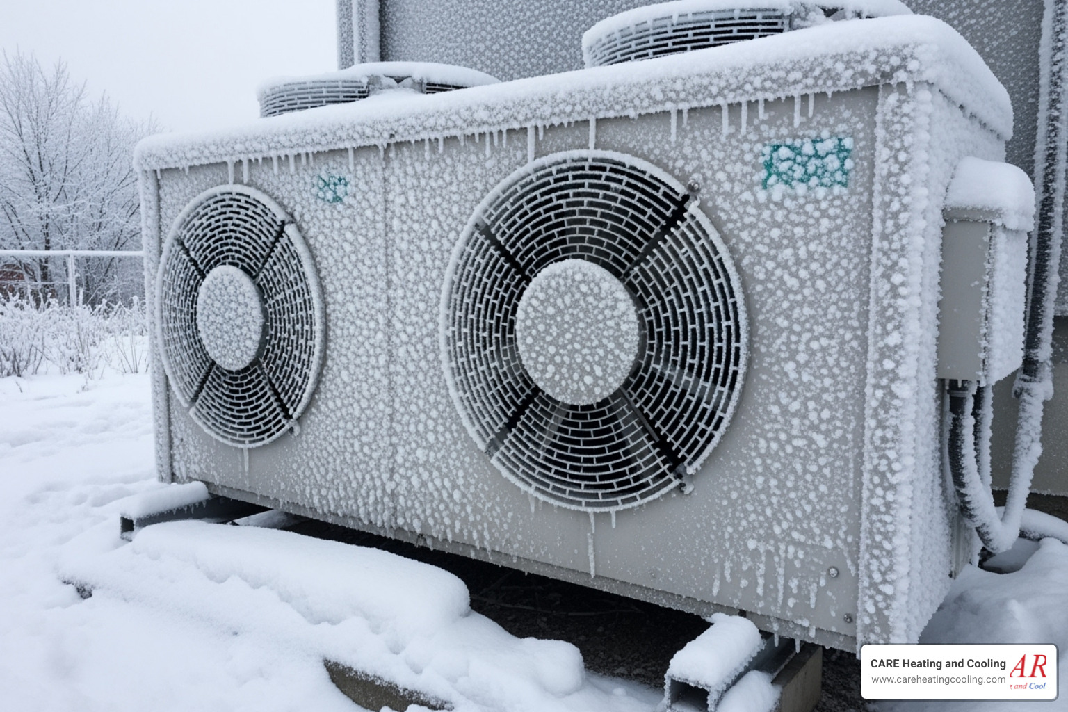 frozen outdoor heat pump unit - heat pump service new albany
