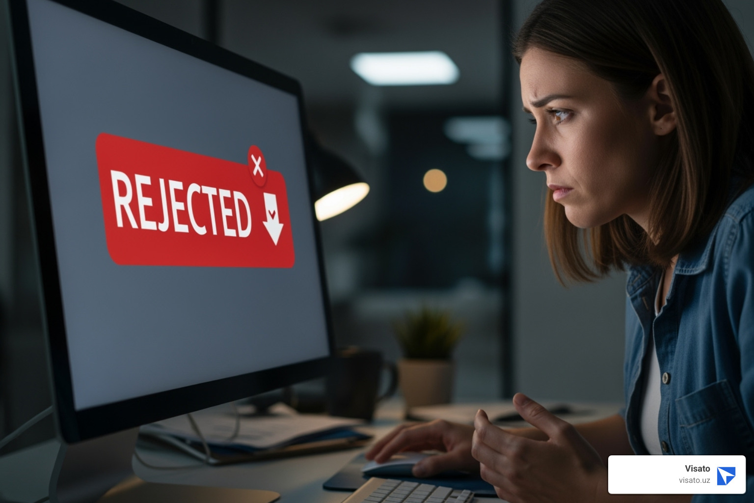 Person looking concerned at "Rejected" status - Uzbekistan visa status Person looking concerned at "Rejected" status - Uzbekistan visa status