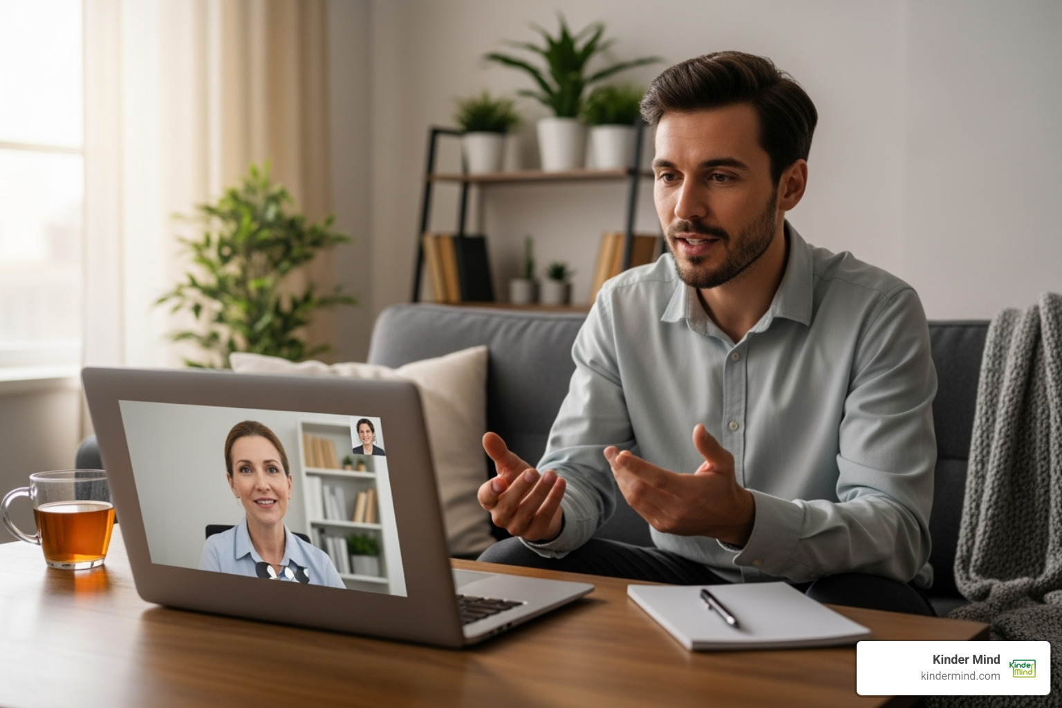 person talking to a therapist online - high functioning depression