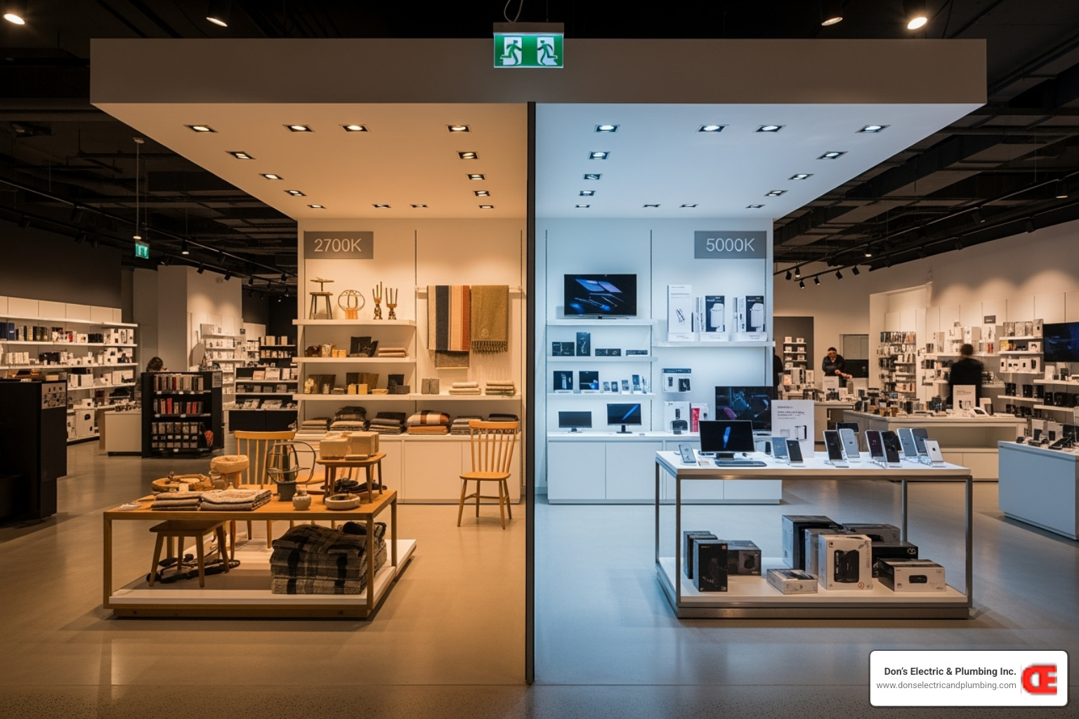 different lighting color temperatures in a retail space - commercial lighting cobleskill