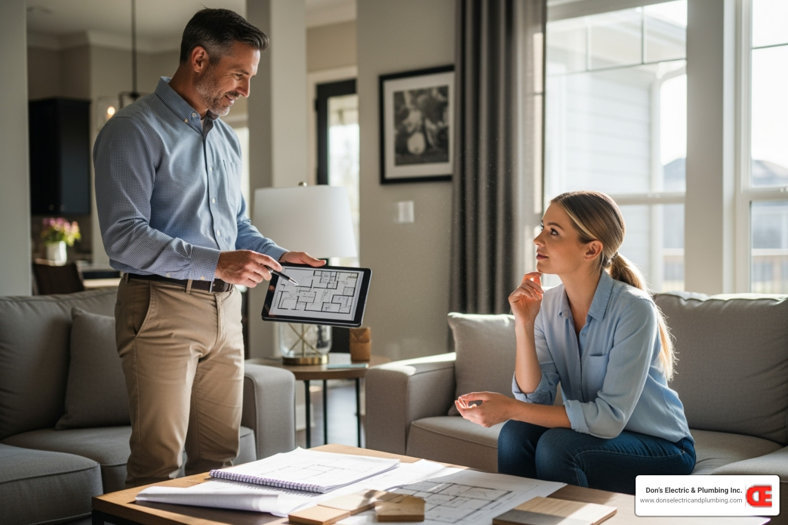 friendly contractor discussing plans with a homeowner - local generator contractor gloversville friendly contractor discussing plans with a homeowner - local generator contractor gloversville