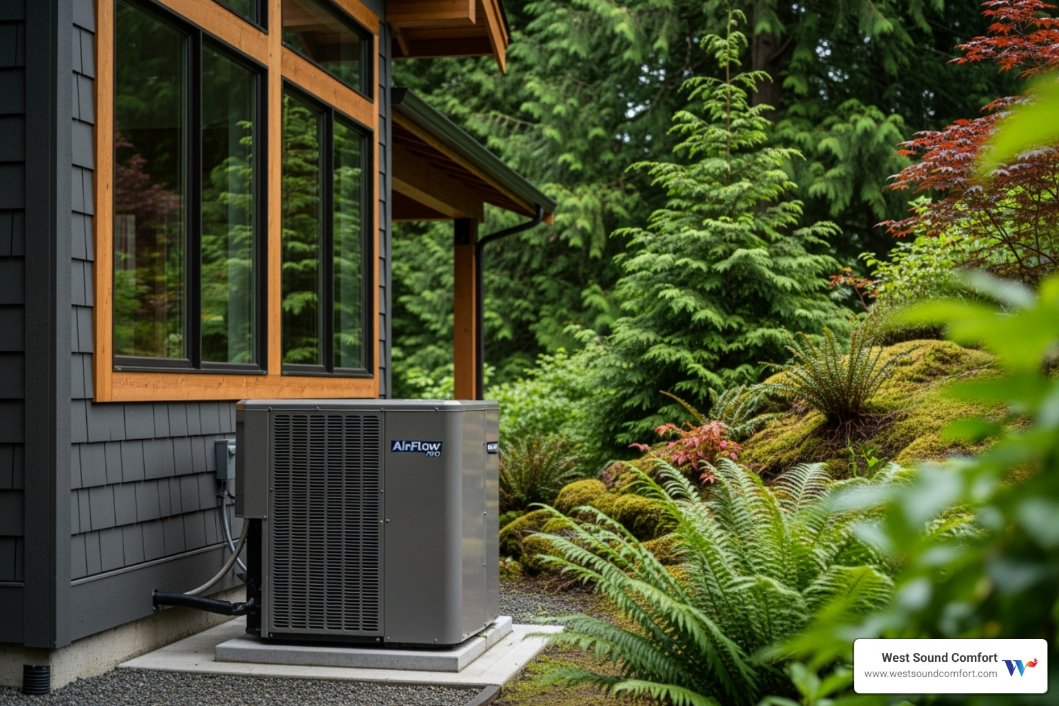 modern HVAC unit outside a Pacific Northwest home - hvac making noise in poulsbo, wa
