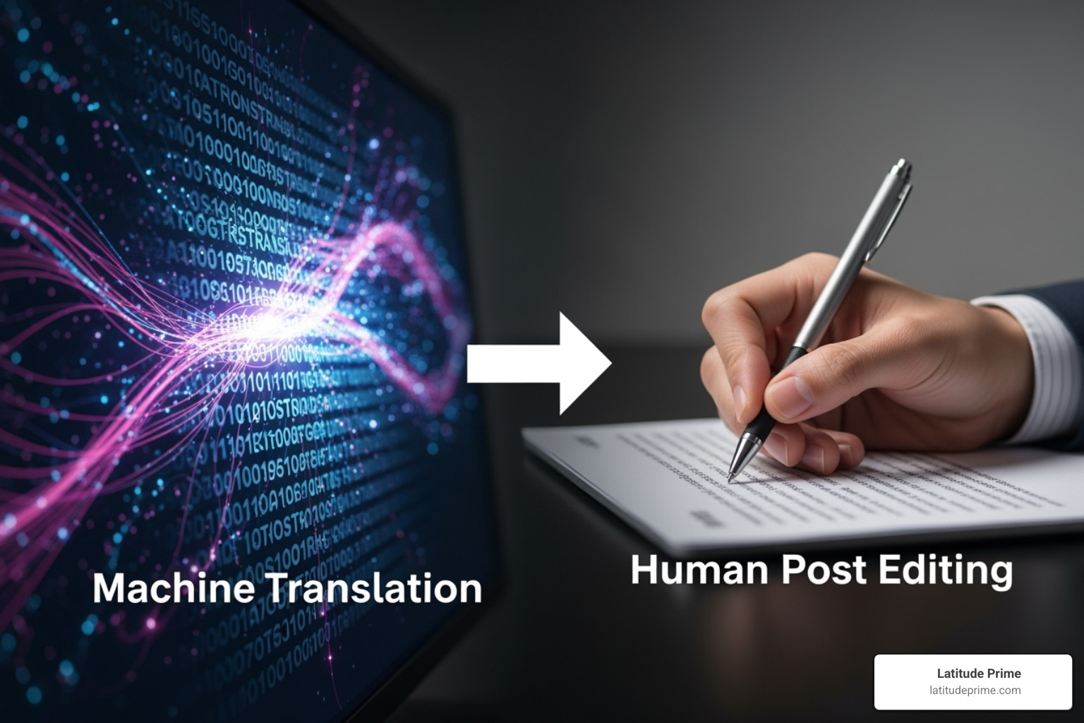 image of a flowchart showing AI translation followed by human review - document translation image of a flowchart showing AI translation followed by human review - document translation