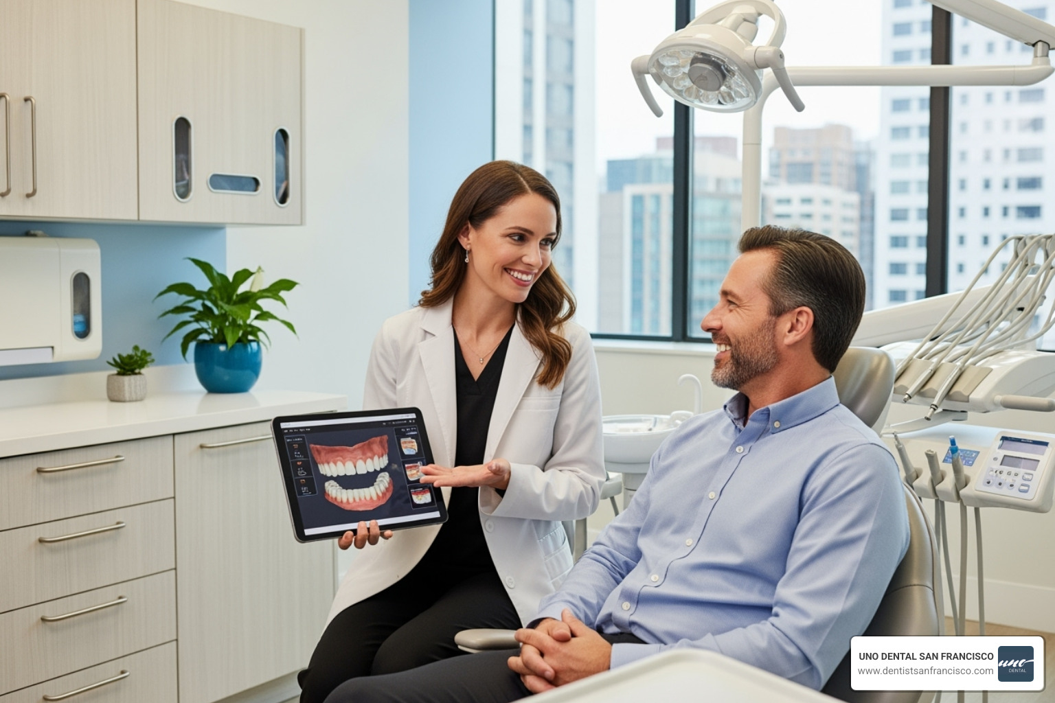 dental professional explaining a treatment plan to a patient - SF dental office dental professional explaining a treatment plan to a patient - SF dental office