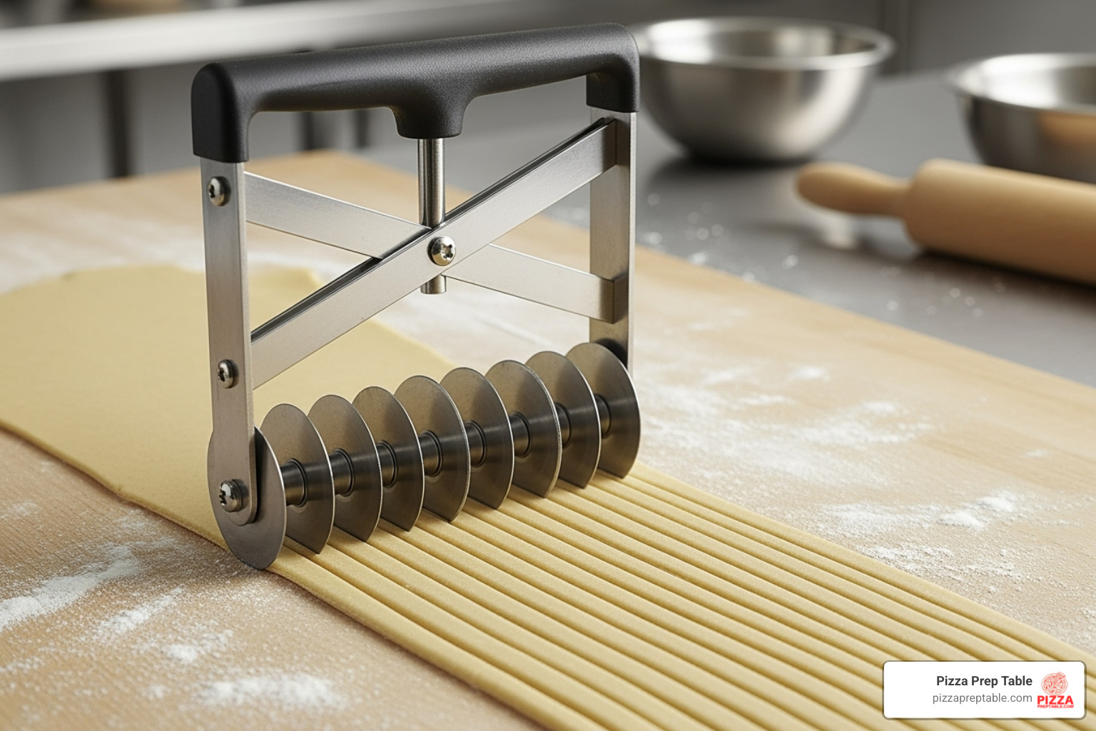 expandable multi-wheel cutter cutting multiple uniform strips of brownie or dough - Pastry cutting wheel