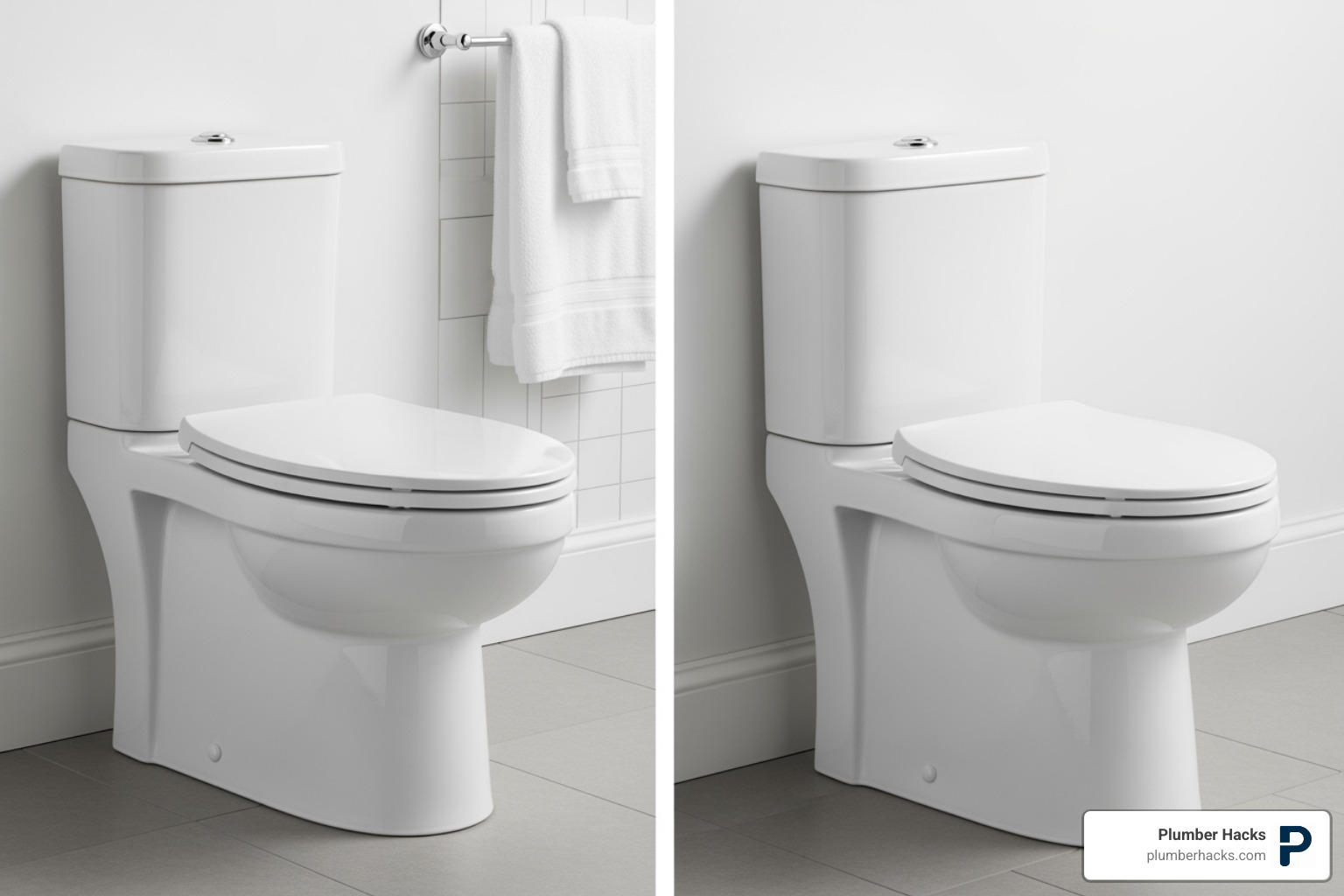 side-by-side comparison of a one-piece and a two-piece toilet - Toilet installation Riverside