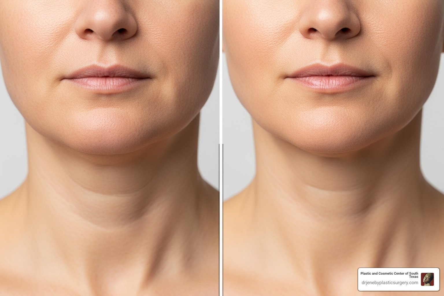 Surgical before and after of a jawline improvement - Double chin removal Austin Surgical before and after of a jawline improvement - Double chin removal Austin