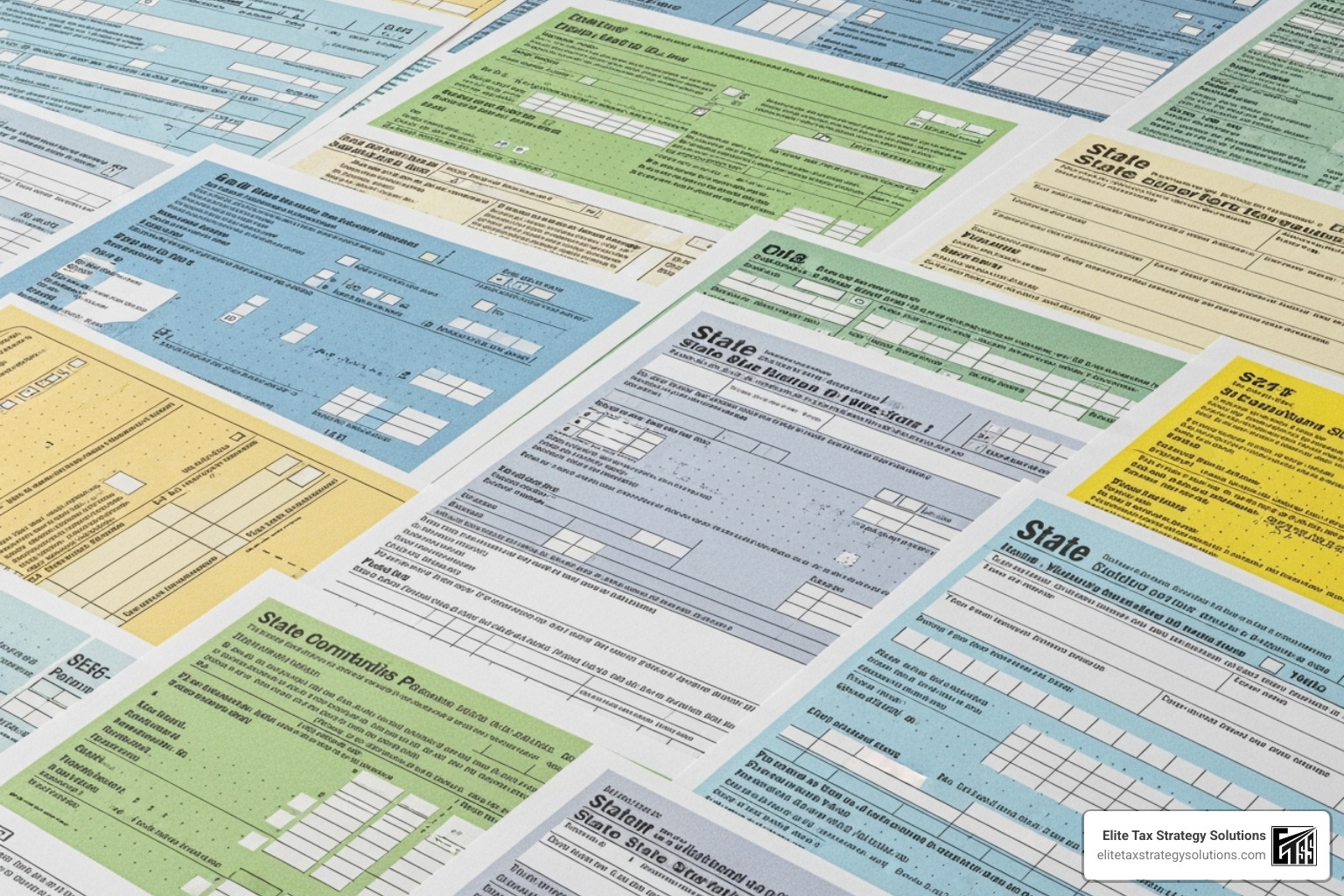 a collage of different state tax forms - state and local tax compliance a collage of different state tax forms - state and local tax compliance