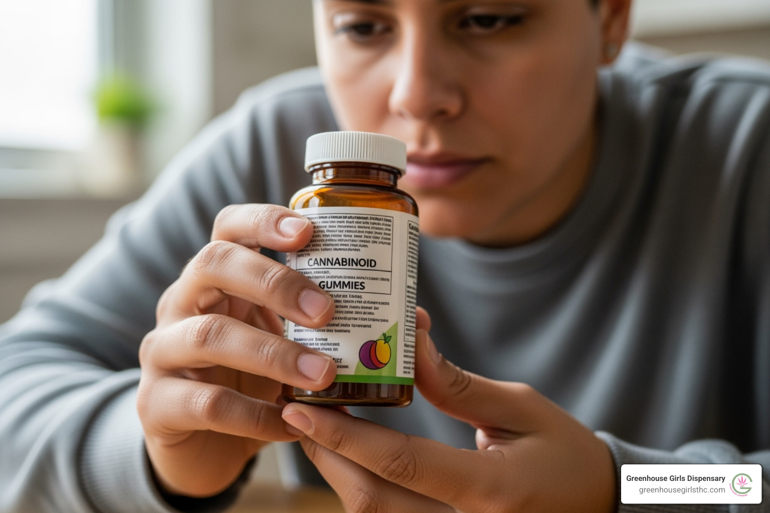 person examining the label on a bottle of cannabinoid gummies - cannabinoids gummies person examining the label on a bottle of cannabinoid gummies - cannabinoids gummies