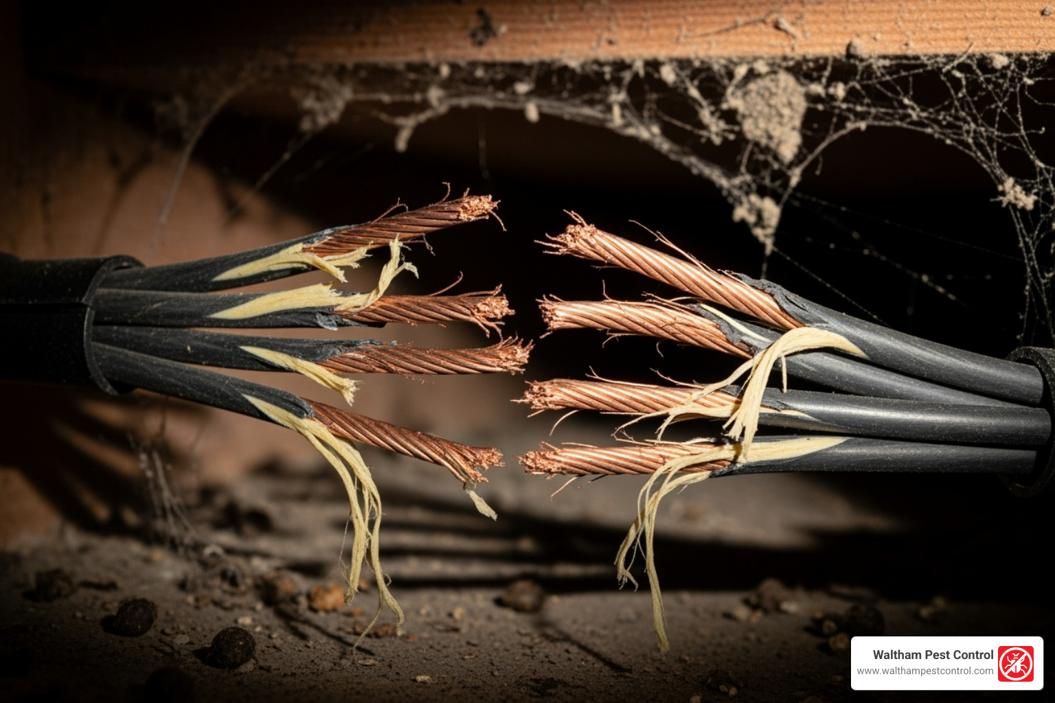 chewed electrical wires - wildlife trapping and removal