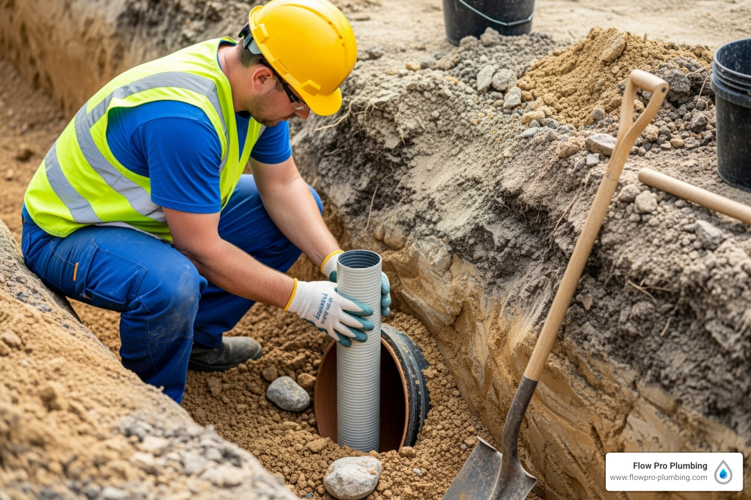 plumber installing a cured-in-place pipe liner - sewer root removal plumber installing a cured-in-place pipe liner - sewer root removal