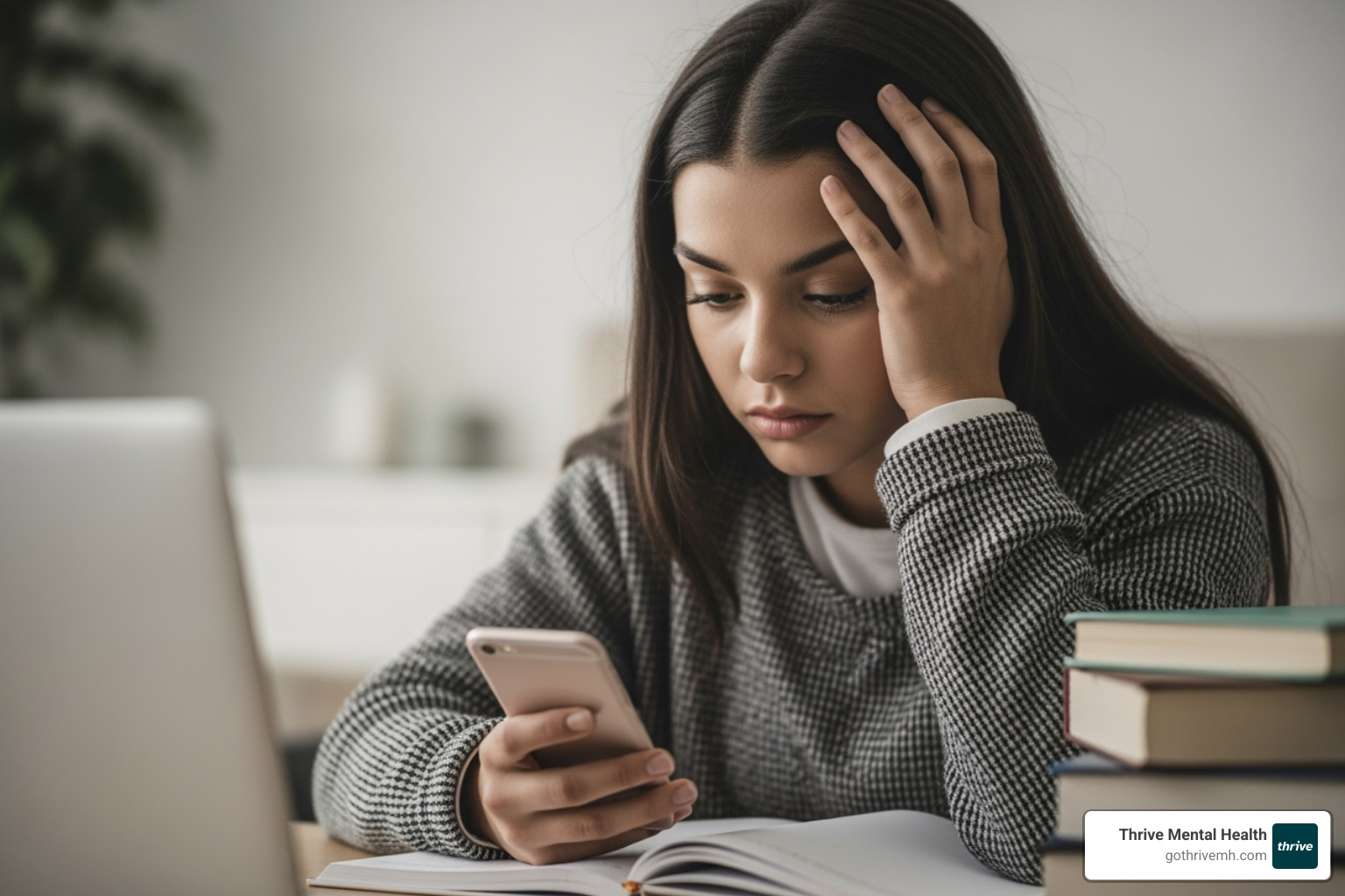 Teen overwhelmed by social media and school pressure—anxiety therapy for teens - anxiety therapy for teens