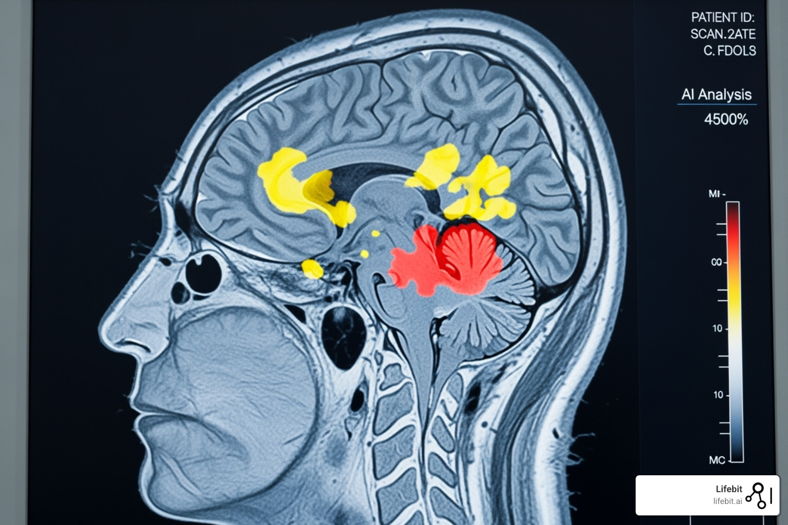 brain MRI with AI-identified anomalies - AI powered diagnostics
