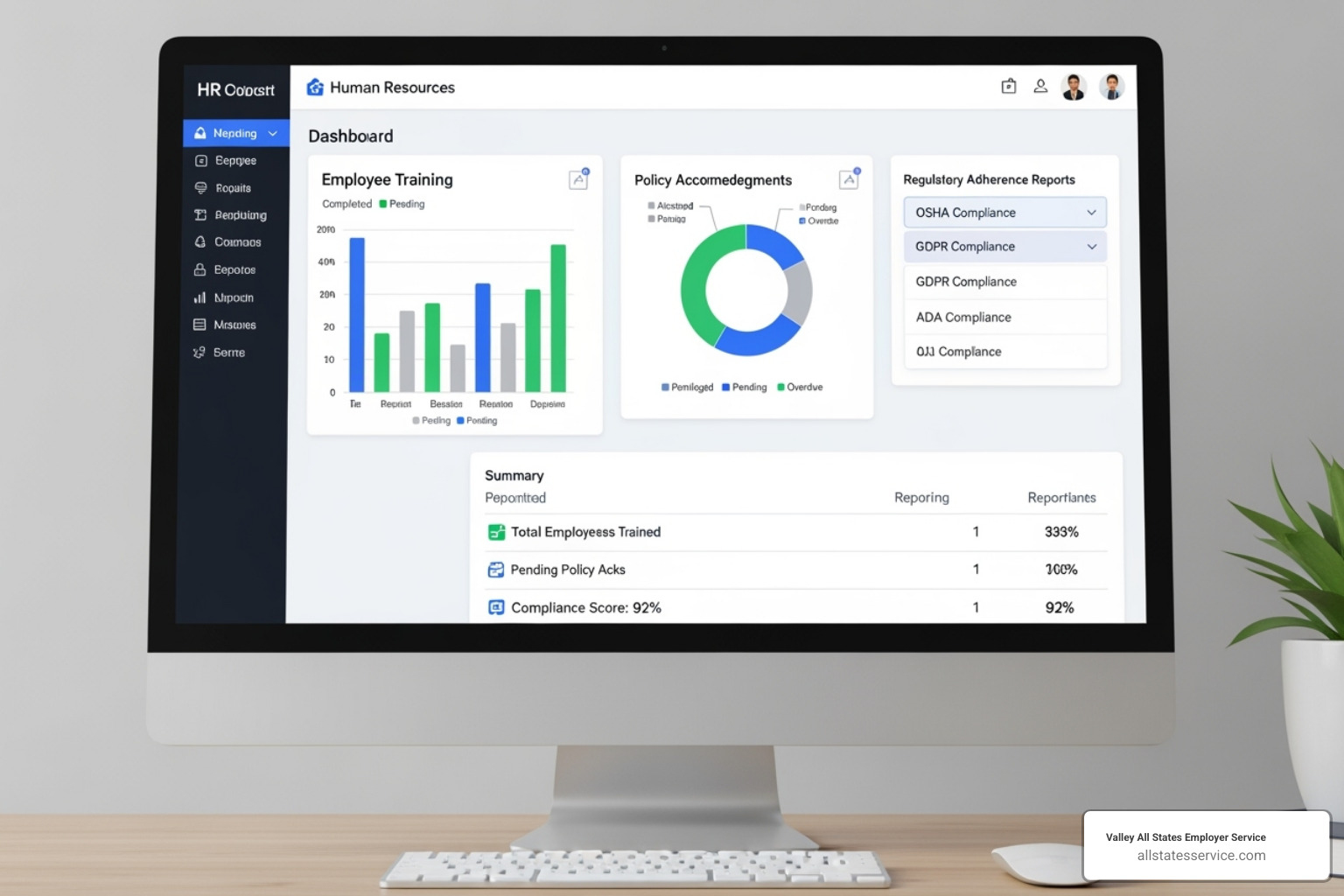 image of HR software interface showing compliance tracking and reporting - HR compliance for businesses