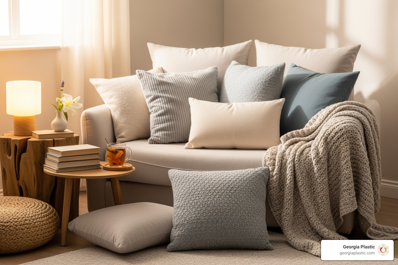 A comfortable recovery space with pillows, books, and a side table - preparing for mommy makeover A comfortable recovery space with pillows, books, and a side table - preparing for mommy makeover