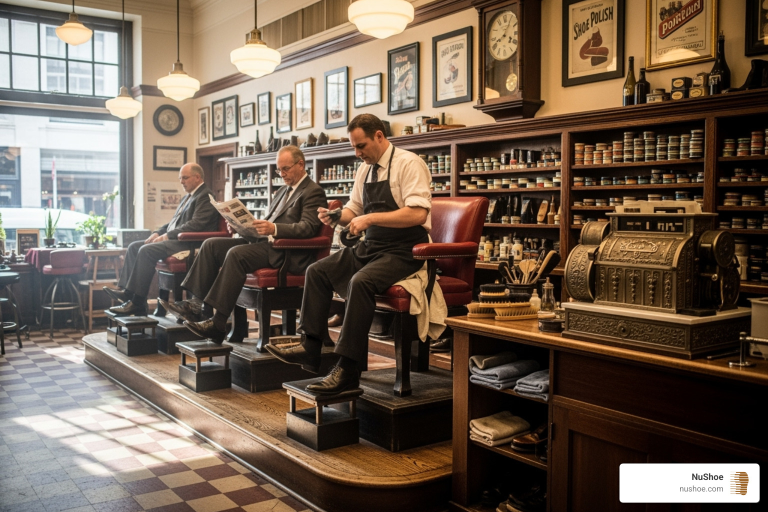 classic shoe shine parlor with multiple chairs - shoe shiner near me