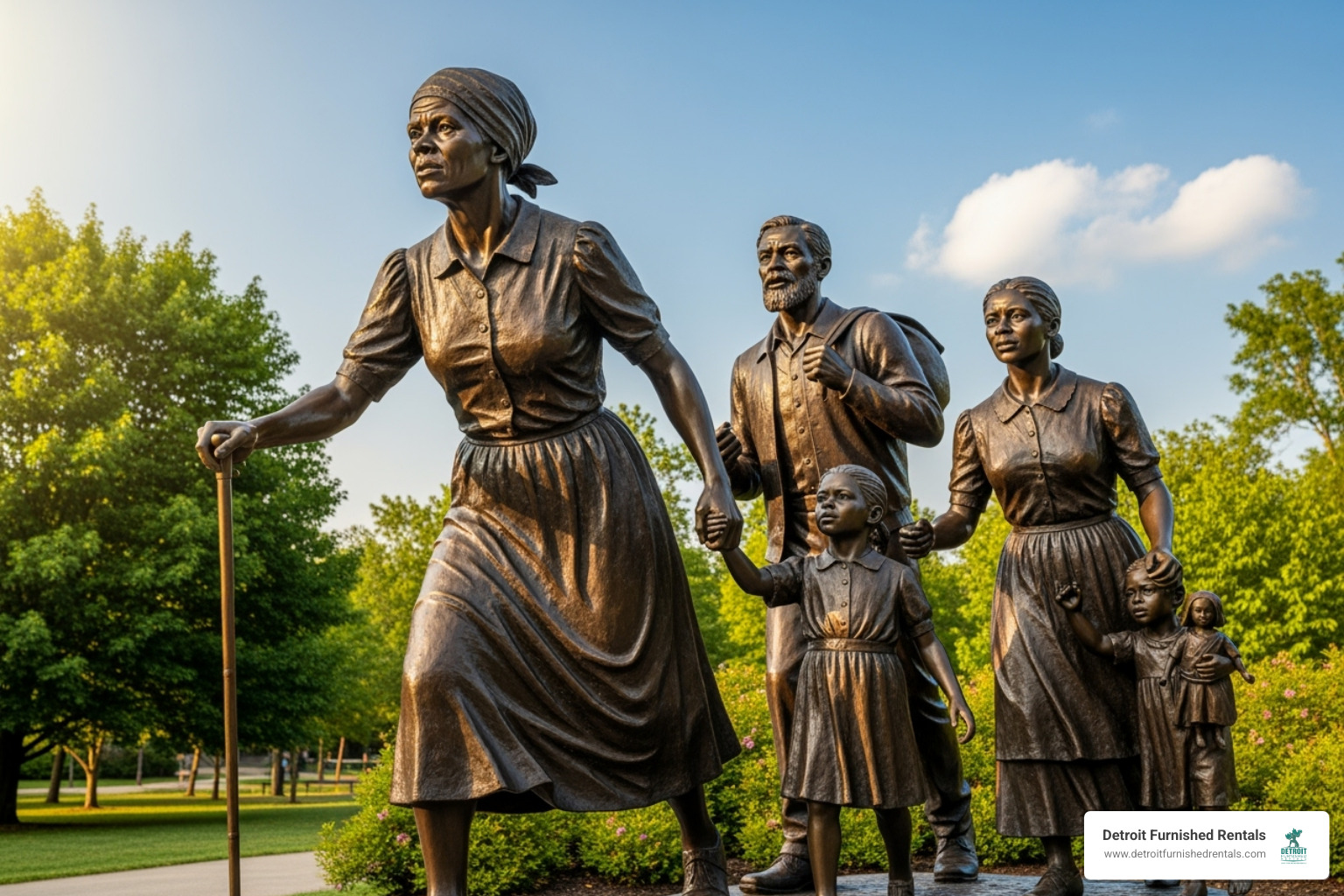 Harriet Tubman statue in Battle Creek - underground railroad statue