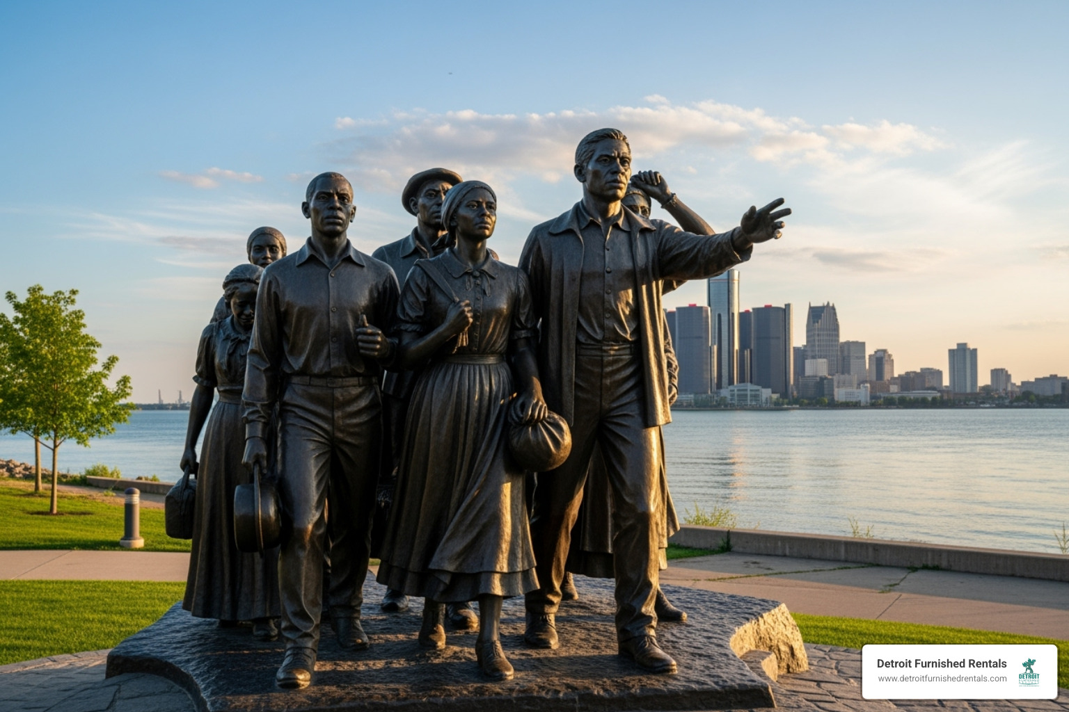 Gateway to Freedom monument in Detroit - underground railroad statue