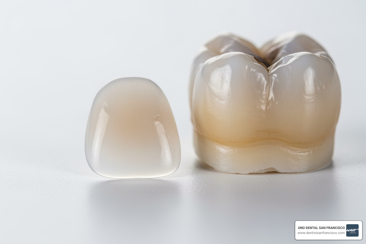 a porcelain veneer next to a tooth for scale - Custom dental veneers