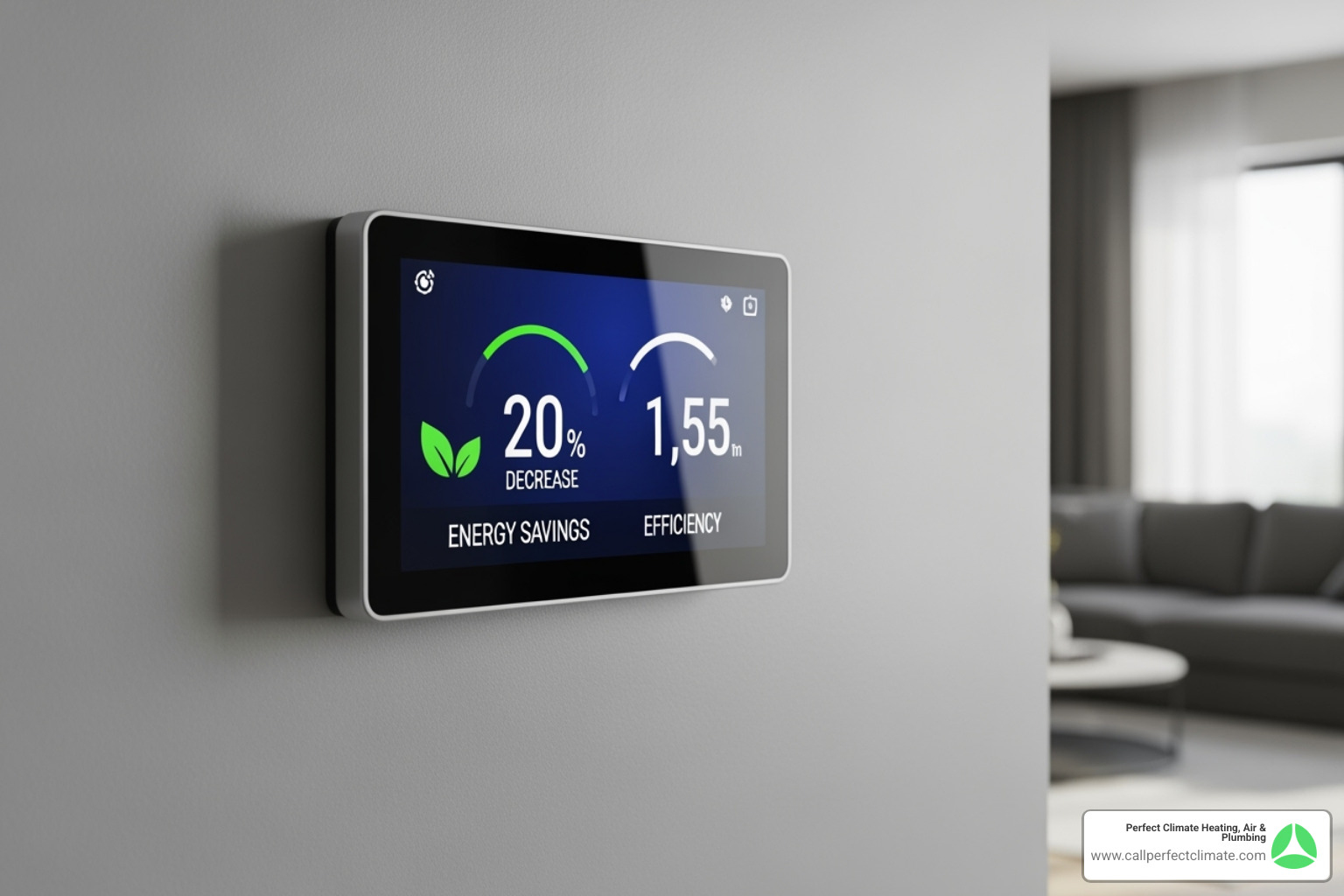 smart thermostat showing energy savings - heating maintenance service in boonville in