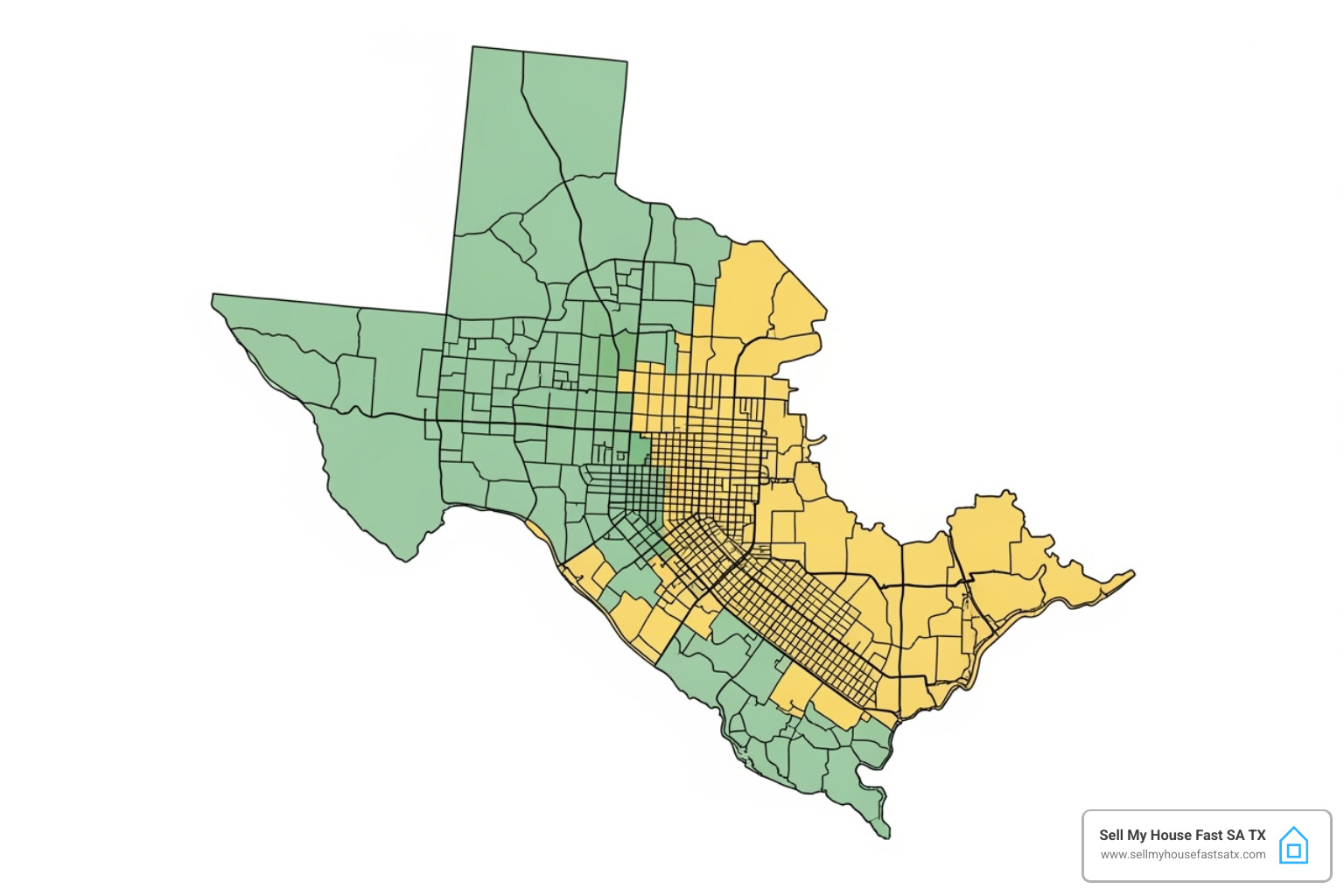A map of San Antonio highlighting different neighborhoods - how much do you lose selling house as-is A map of San Antonio highlighting different neighborhoods - how much do you lose selling house as-is