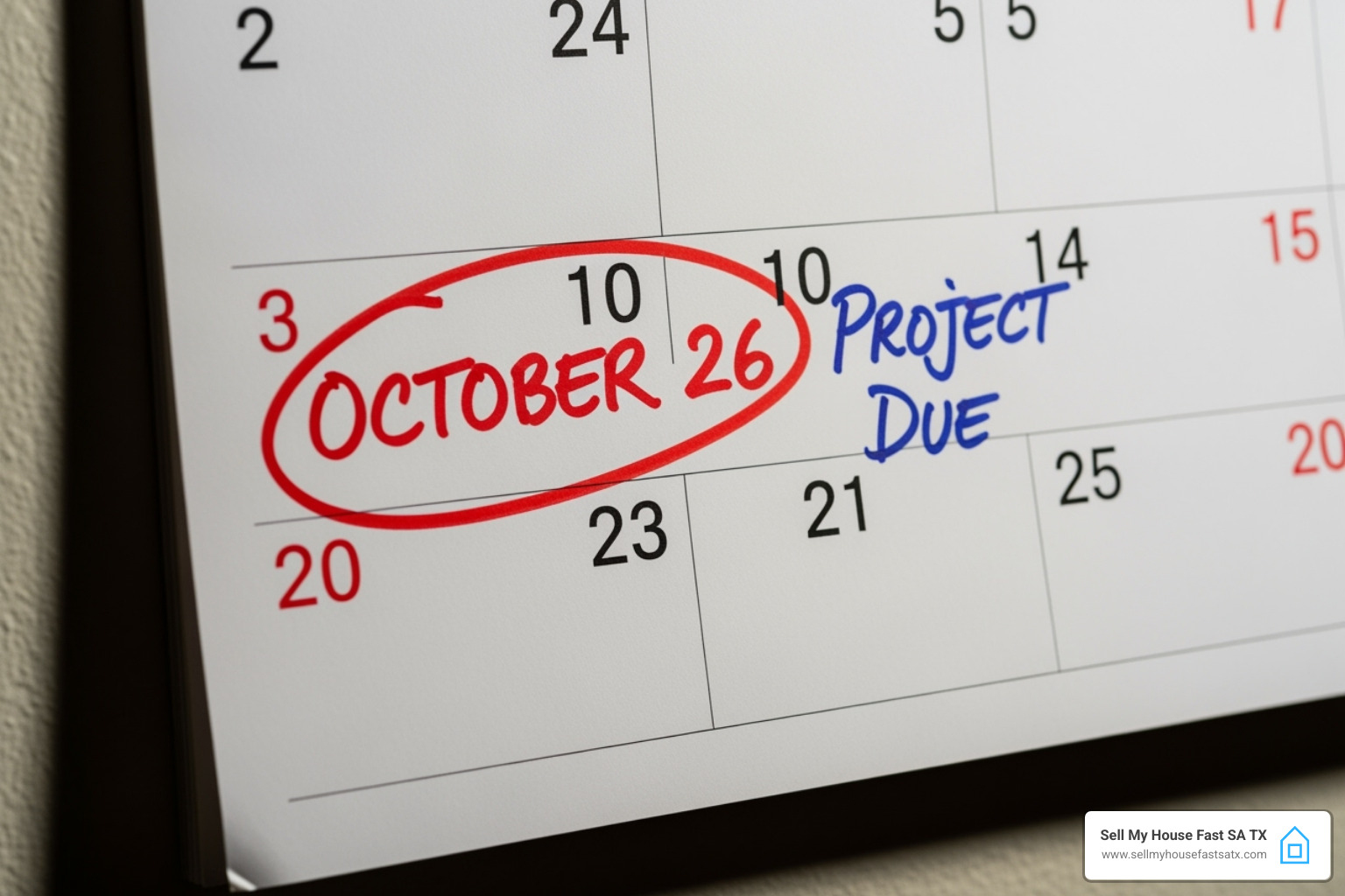 Calendar with auction date circled in red - stop foreclosure in San Antonio TX - can i sell my house to avoid foreclosure