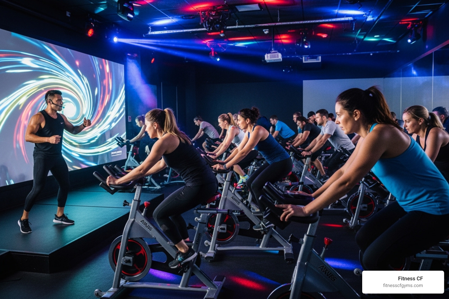 a high-energy cycling class - St Cloud fitness programs