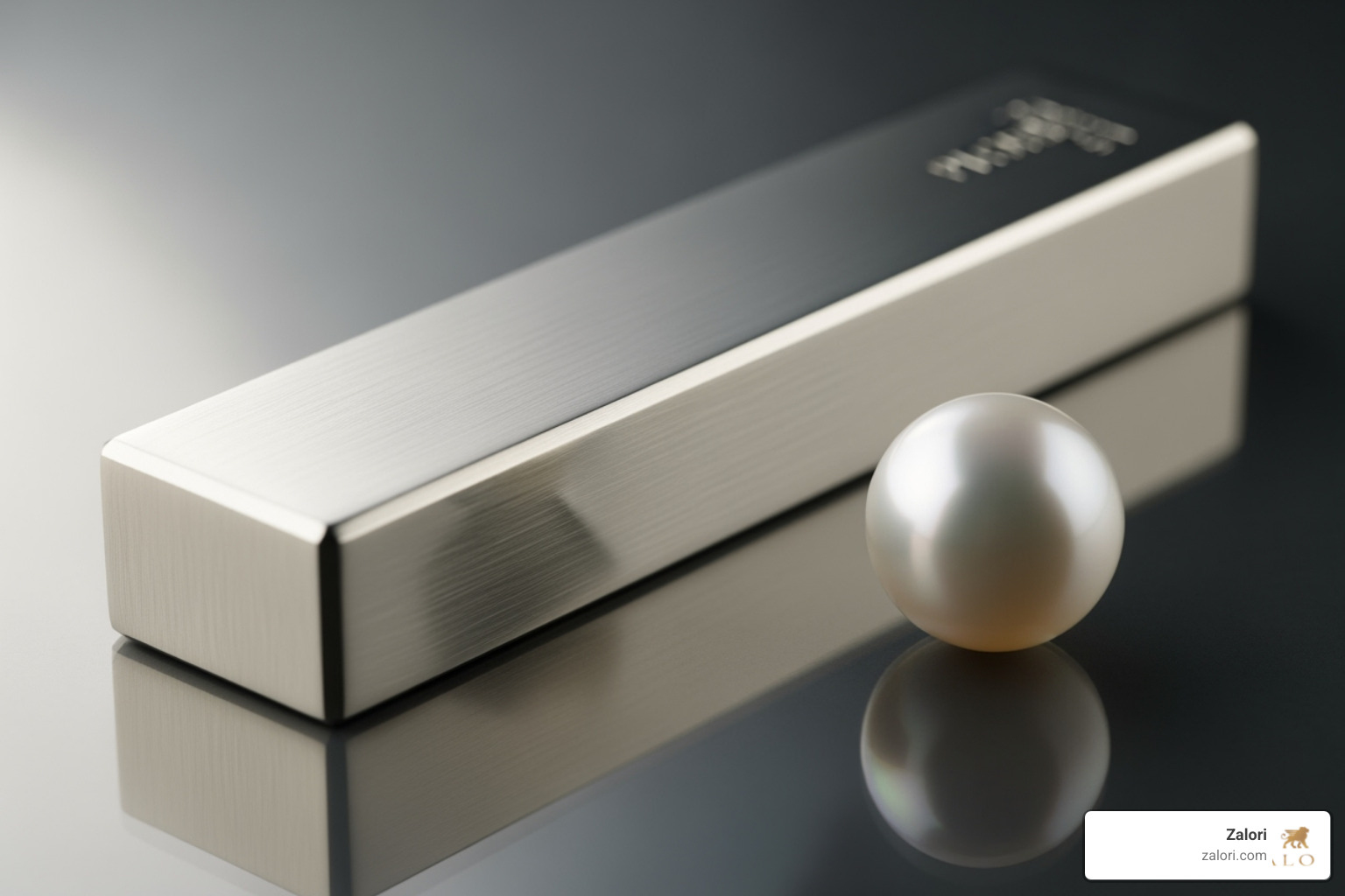 platinum bar next to a lustrous pearl - Platinum pearl earrings platinum bar next to a lustrous pearl - Platinum pearl earrings