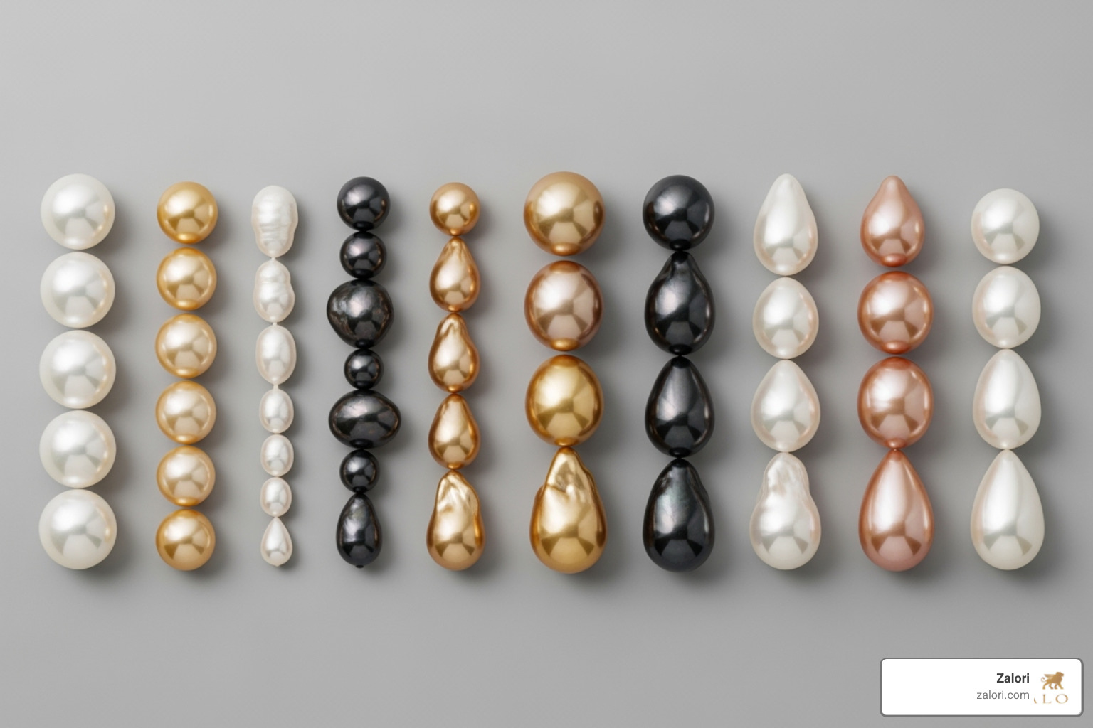 different types of pearls side-by-side - Platinum pearl earrings different types of pearls side-by-side - Platinum pearl earrings