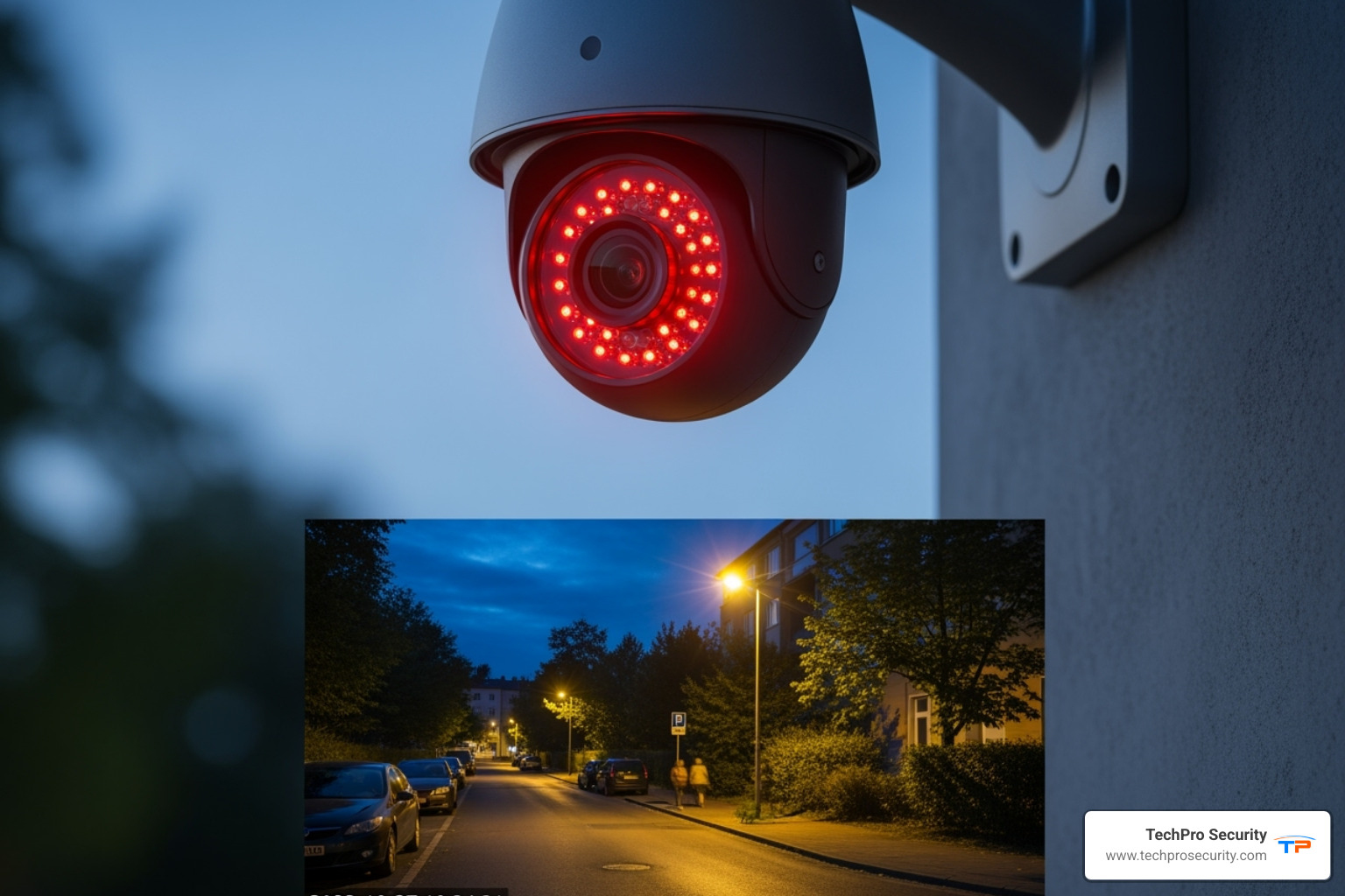 Modern security camera capturing clear color night vision image - security camera upgrade