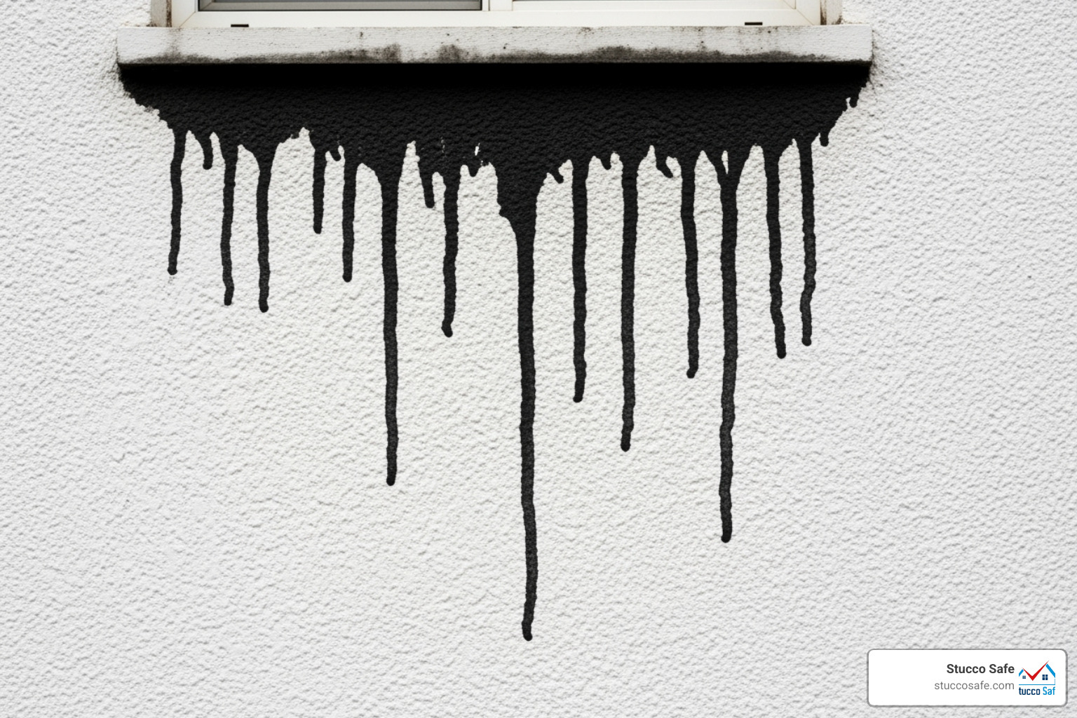 dark stucco tears below a window - stucco inspection Phoenixville dark stucco tears below a window - stucco inspection Phoenixville