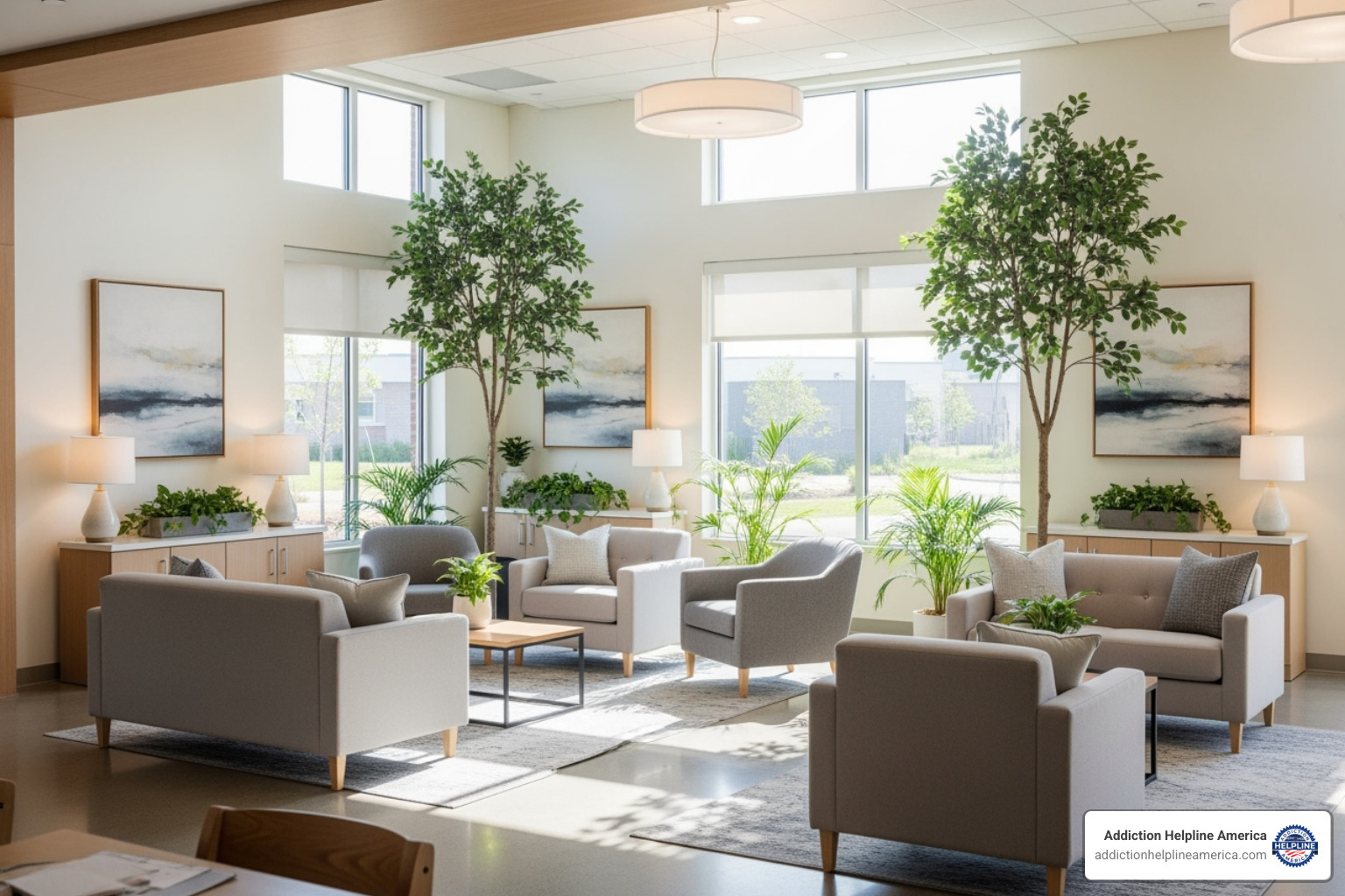 serene and clean treatment facility common area - find alcohol treatment