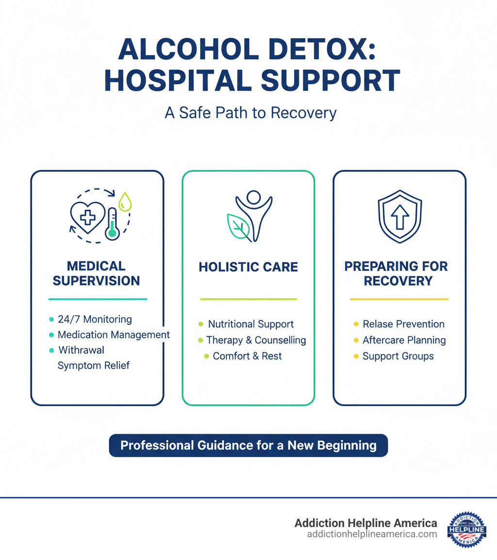 Nurse checking a patient's vitals in a hospital bed - hospital detox alcohol Nurse checking a patient's vitals in a hospital bed - hospital detox alcohol