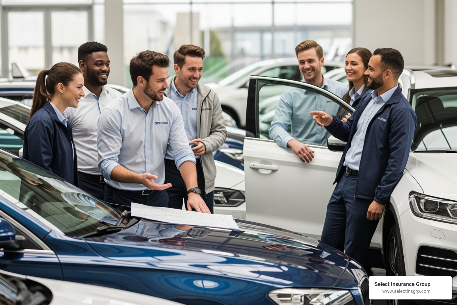 A diverse group of drivers smiling and interacting - what is the average auto insurance price in orlando florida