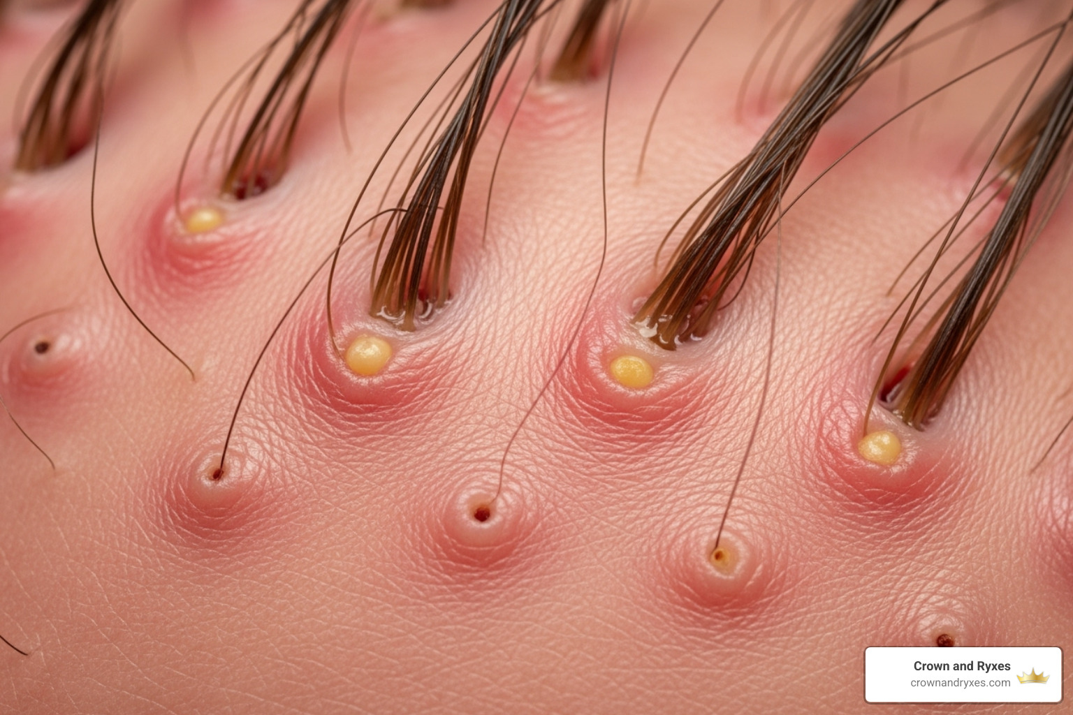 image highlighting signs of a potential infection, such as excessive redness and pustules - donor area pain