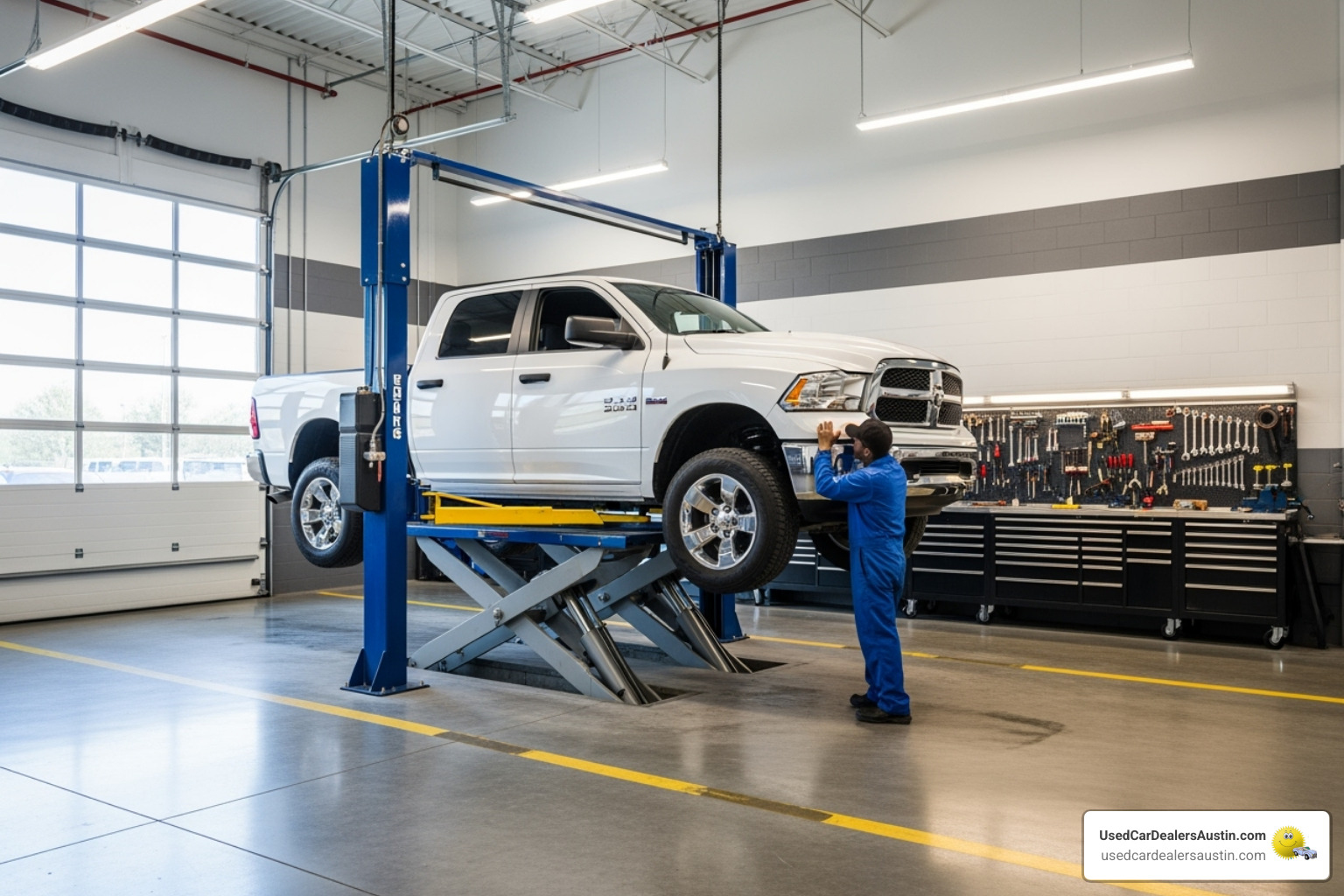 clean, modern auto service bay - ram trucks austin