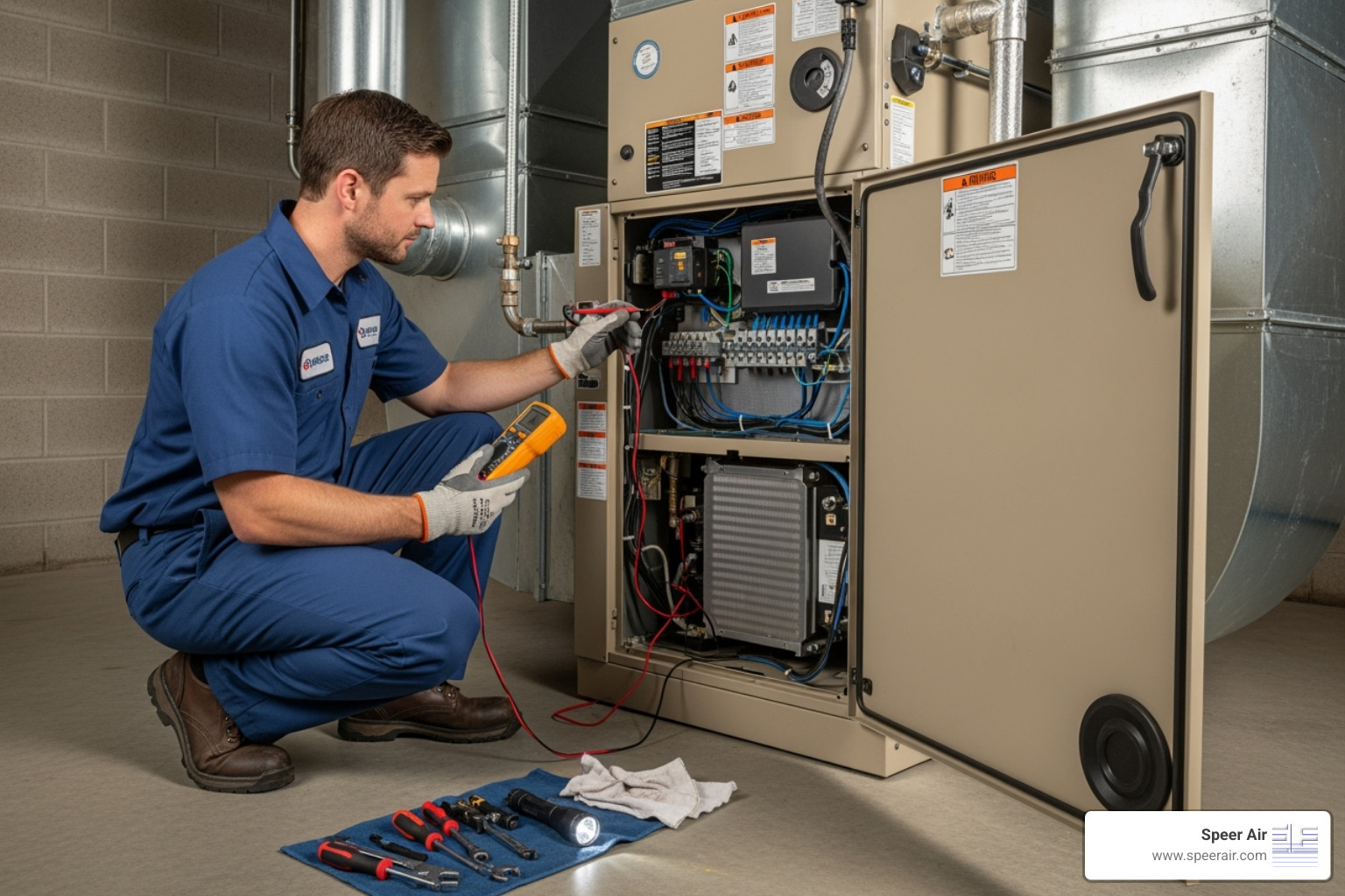 technician performing a detailed maintenance check on a furnace - business hvac service denville nj technician performing a detailed maintenance check on a furnace - business hvac service denville nj