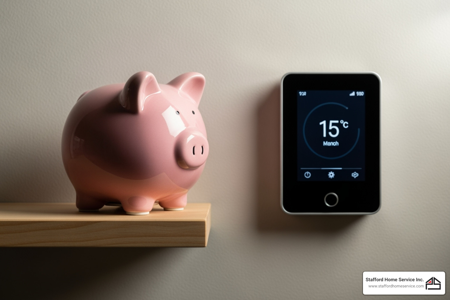piggy bank next to smart thermostat - thermostat replacement eagan, mn