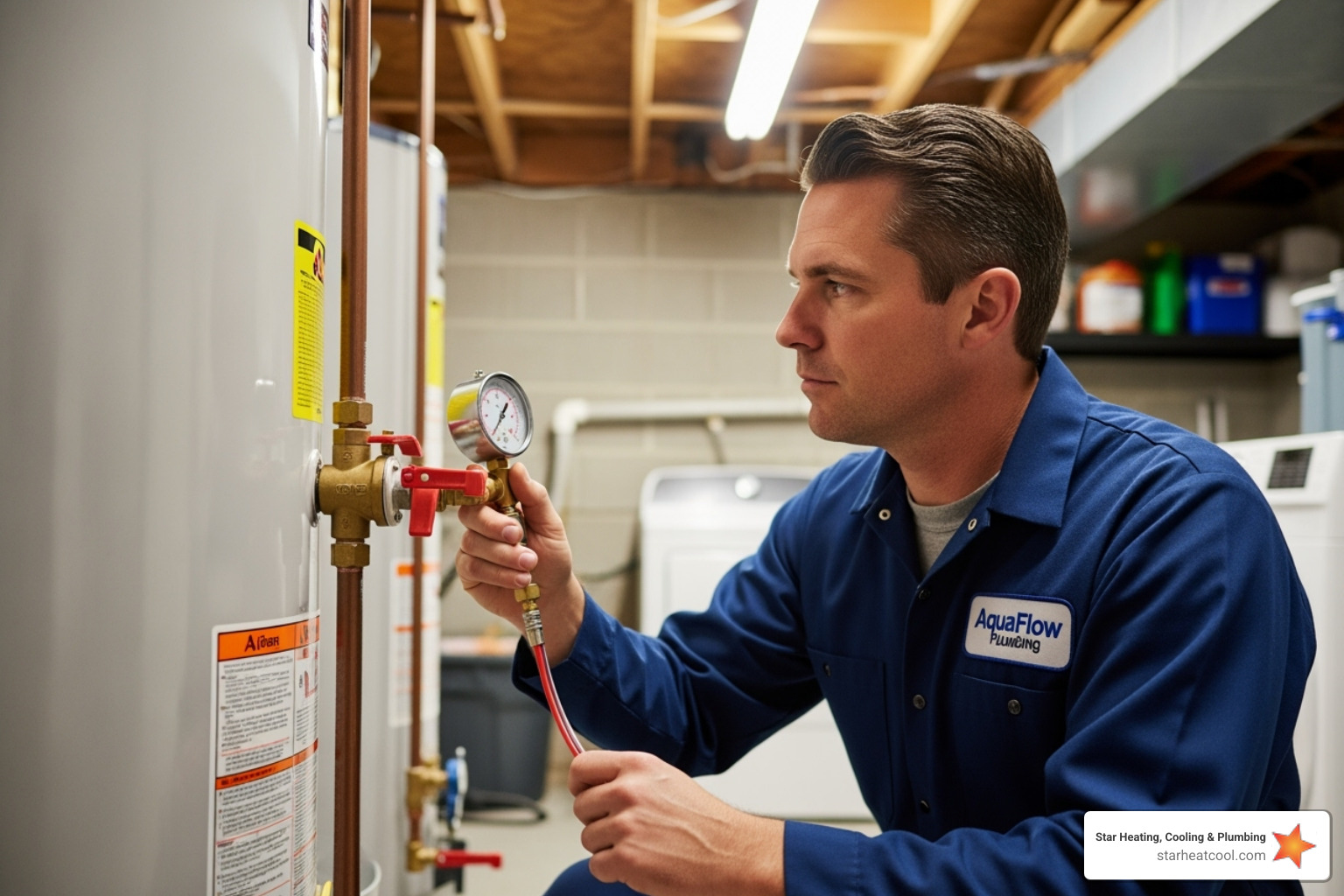 a technician examining a water heater's pressure relief valve - water heater inspection in noblesville in a technician examining a water heater's pressure relief valve - water heater inspection in noblesville in