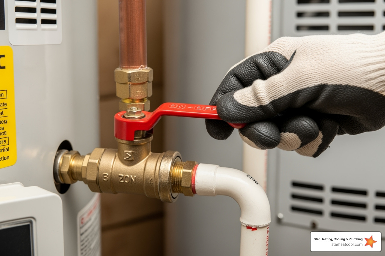 hand safely turning off a water heater's gas supply valve - 24/7 water heater repair in beech grove in hand safely turning off a water heater's gas supply valve - 24/7 water heater repair in beech grove in