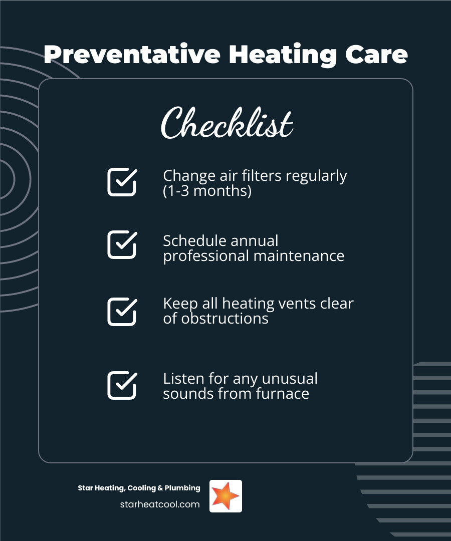 seasonal heating maintenance checklist - emergency heating repair in greenwood in infographic checklist-dark-blue