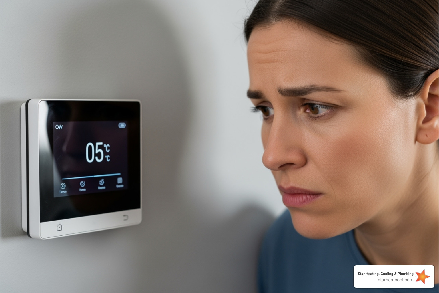 of a person looking at their thermostat with a concerned expression - heat pump not working in bargersville in of a person looking at their thermostat with a concerned expression - heat pump not working in bargersville in
