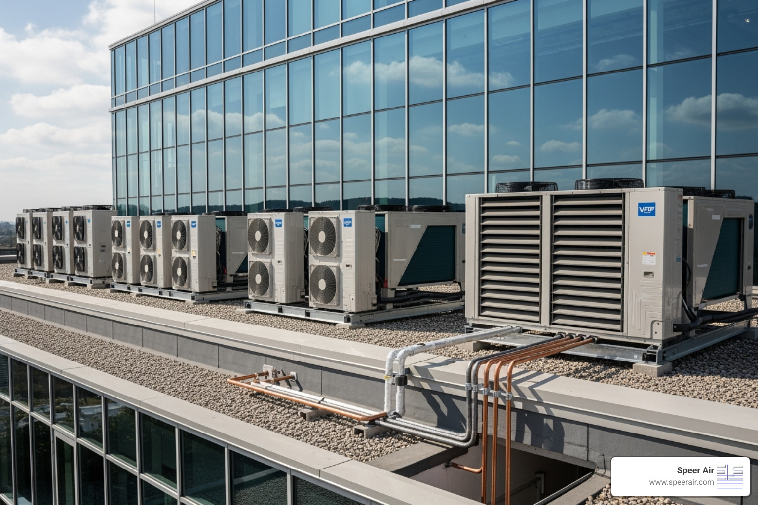 series of outdoor VRF units connected to a commercial building - commercial hvac repair northern nj series of outdoor VRF units connected to a commercial building - commercial hvac repair northern nj
