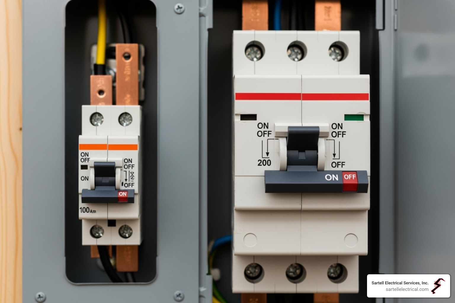 main breaker on a 100-amp vs a 200-amp panel - Residential Electrical Upgrades