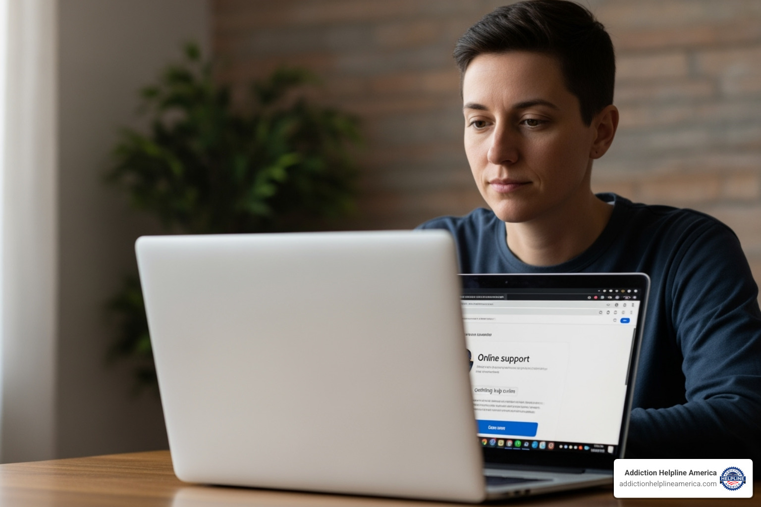 A person using a laptop to search for help online - outpatient depression treatment centers near me A person using a laptop to search for help online - outpatient depression treatment centers near me