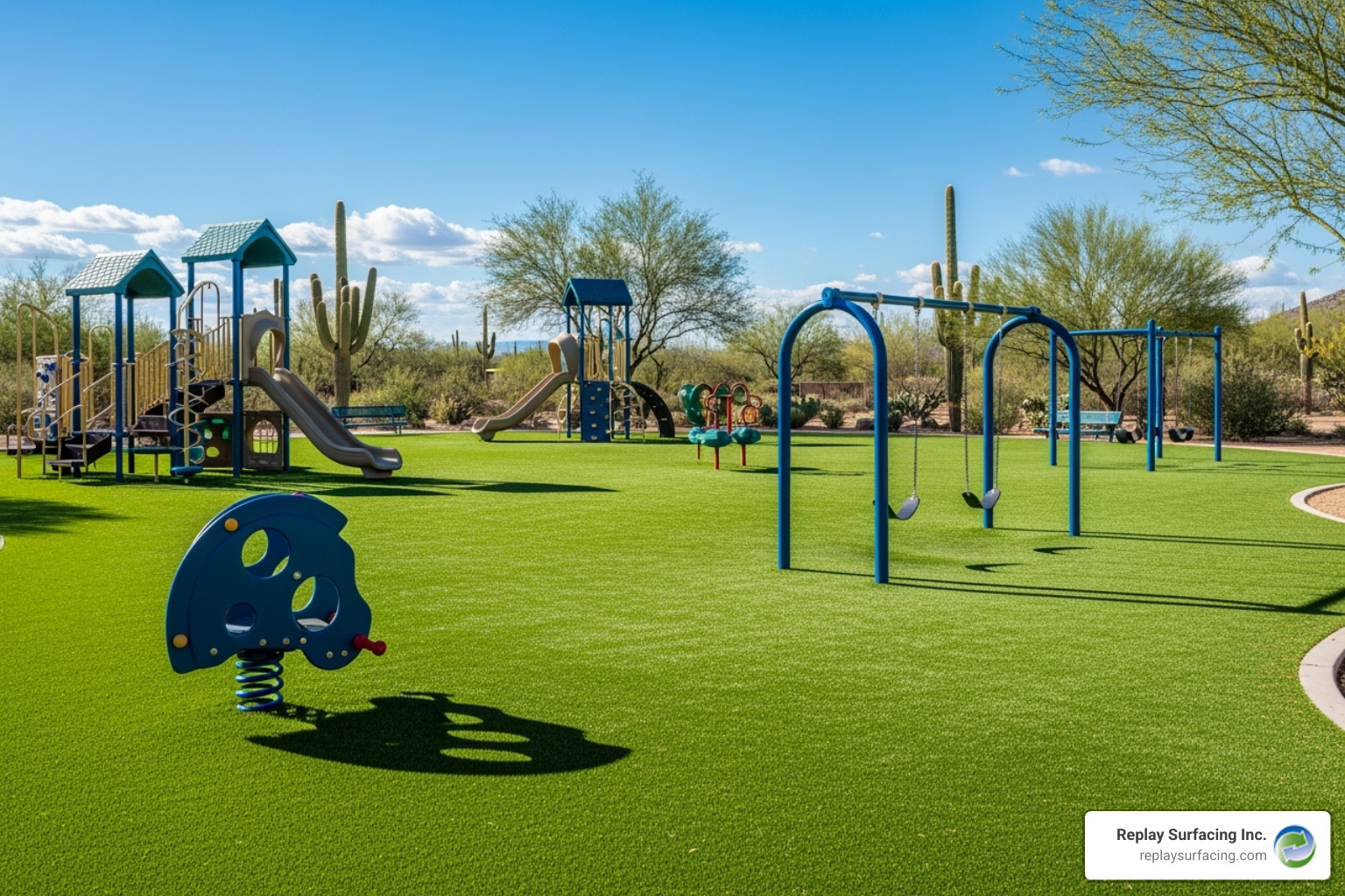 clean, green artificial turf playground area in Tucson, AZ - best playground flooring clean, green artificial turf playground area in Tucson, AZ - best playground flooring